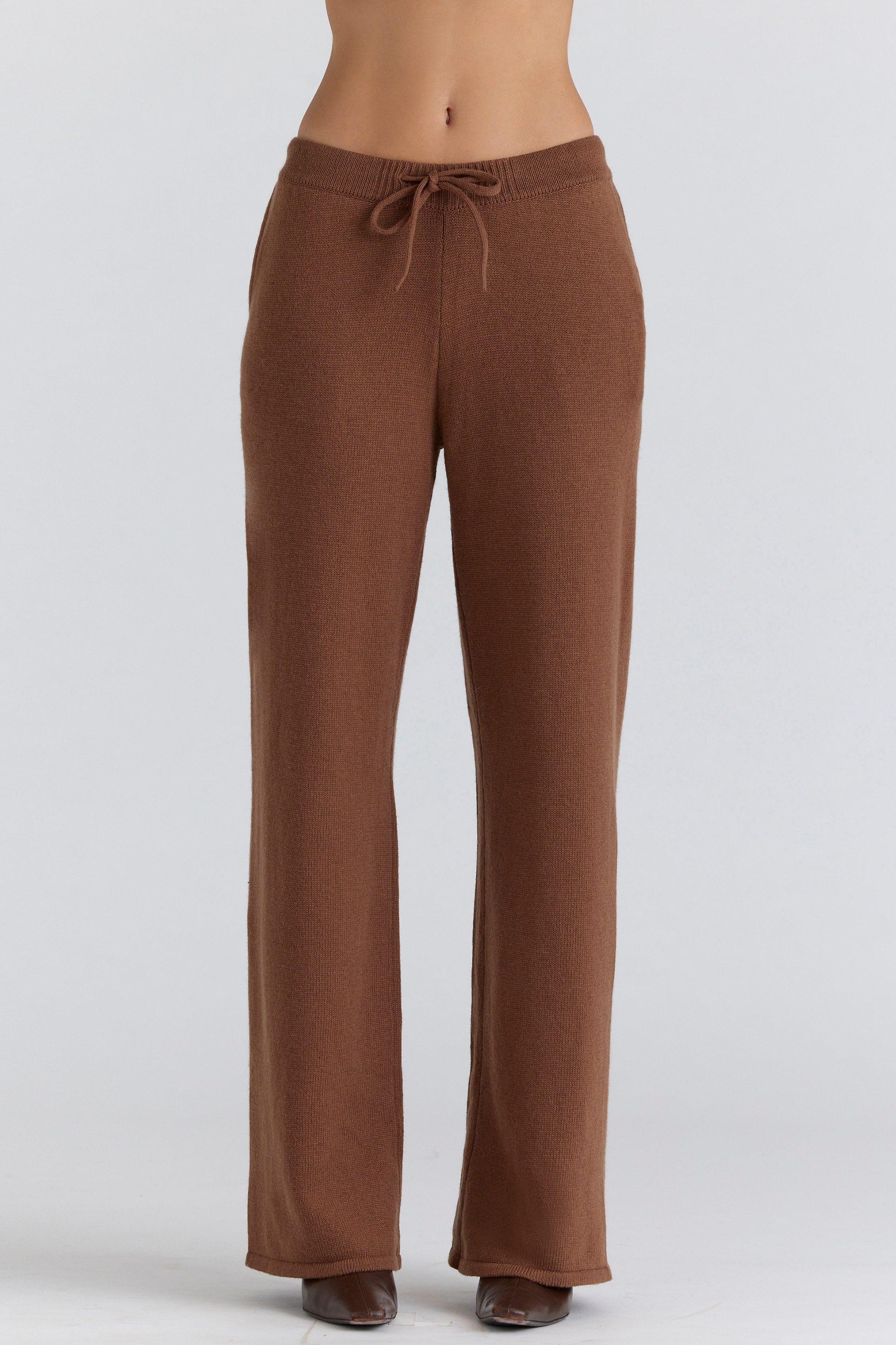 Chelsea  Tan Cashmere + Wool Wide Leg Trousers — image 2