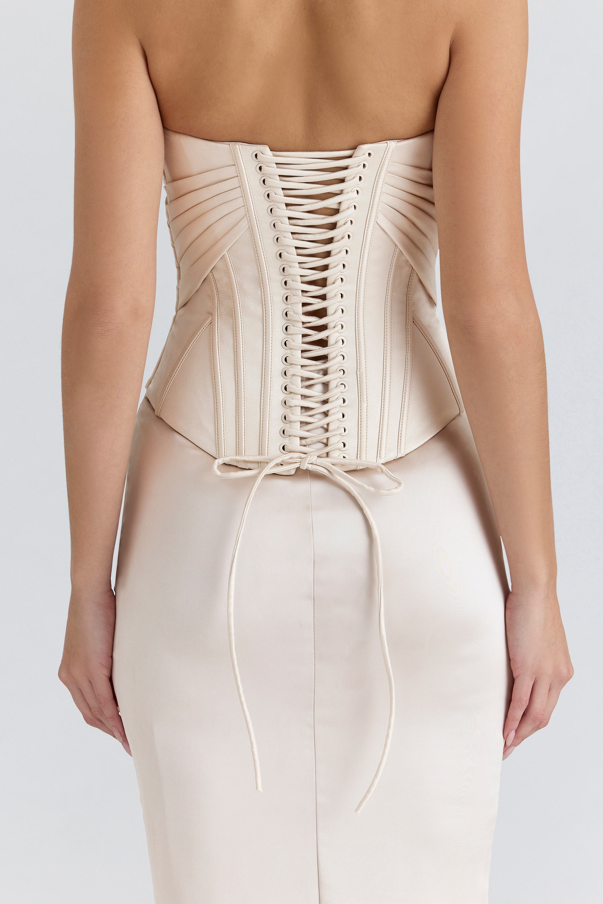 Eve  Ivory Satin Corset Maxi Gown - Limited Edition — image 11