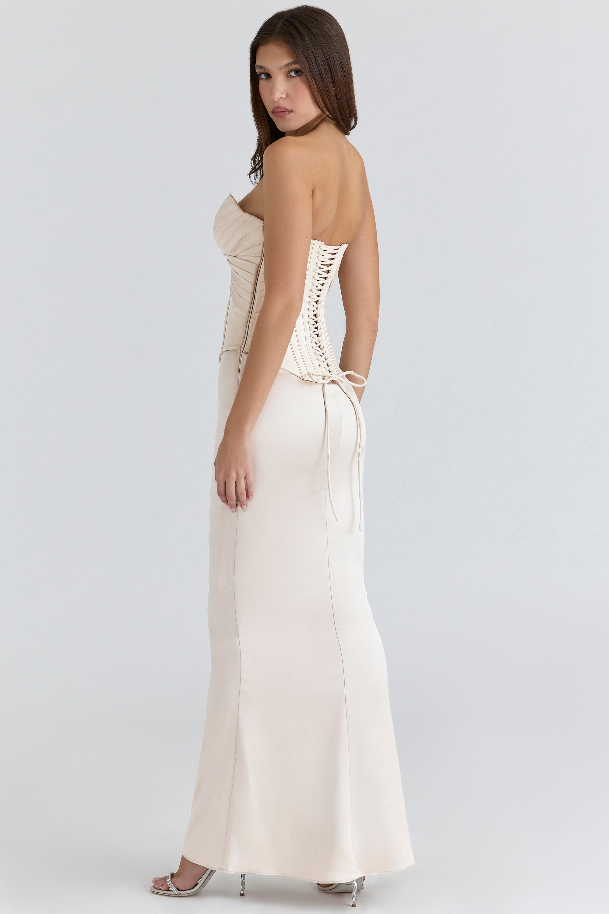 Eve  Ivory Satin Corset Maxi Gown - Limited Edition — image 10