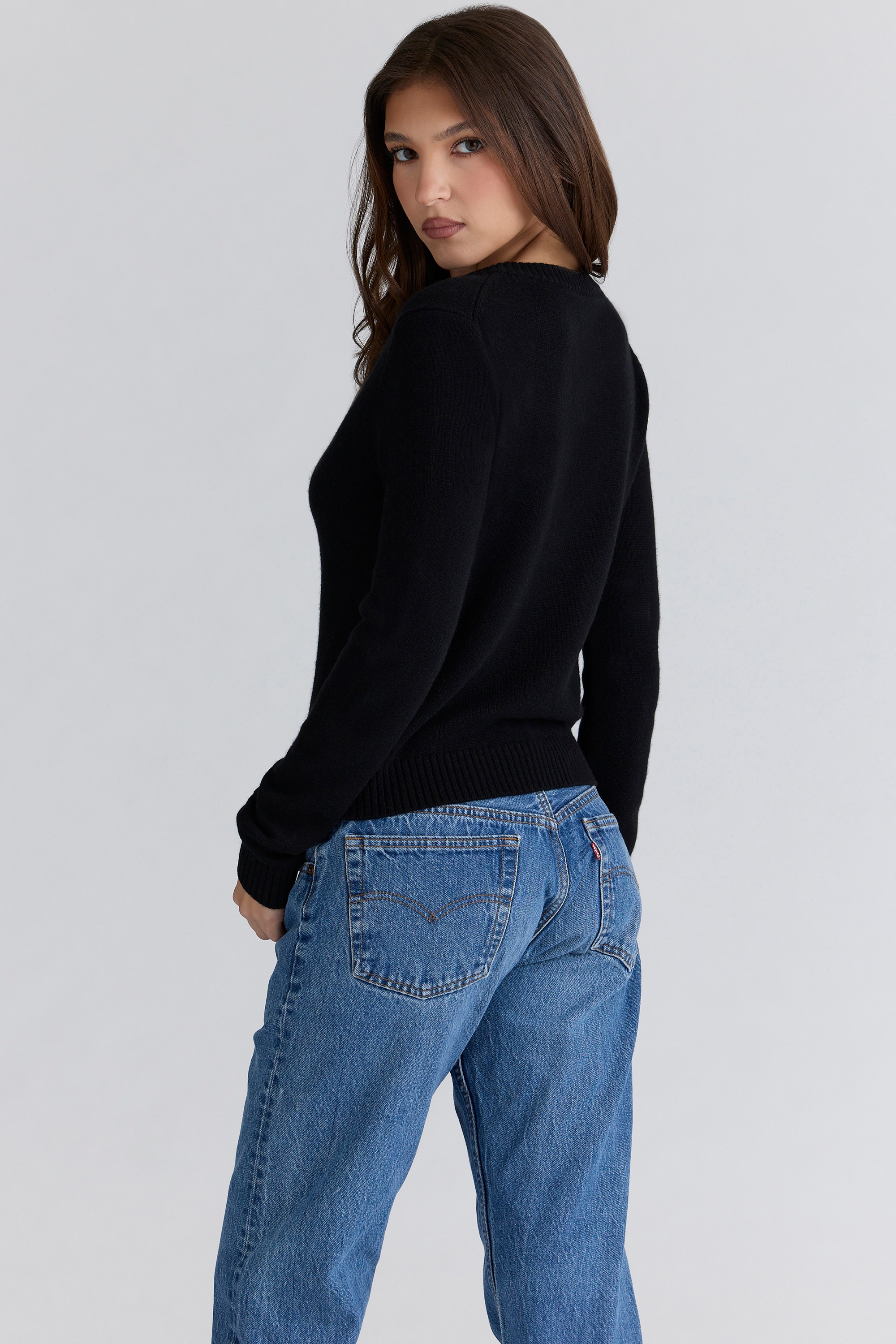 Emblem  Black Cashmere + Wool Cardigan — image 2
