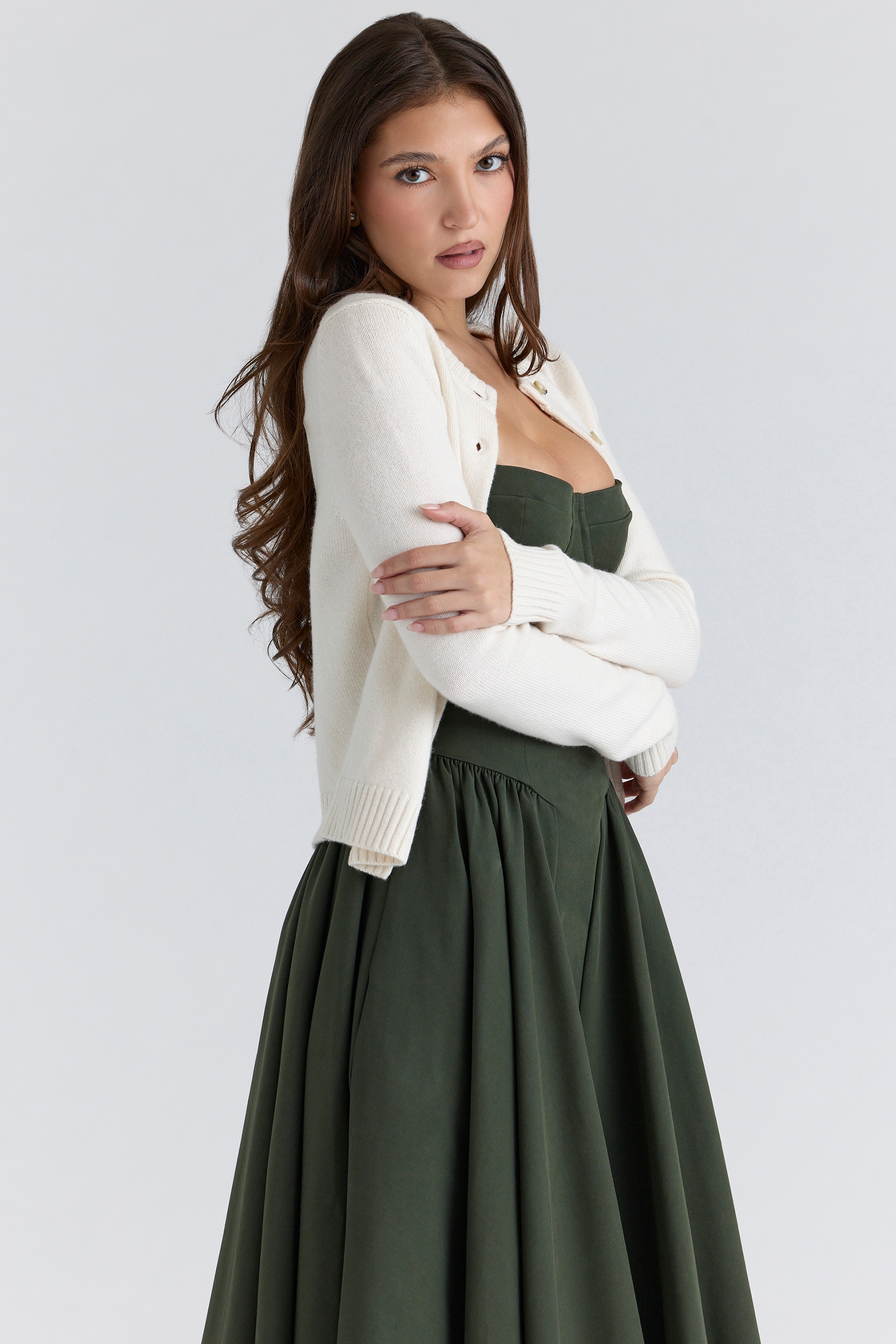 Signature  Ivory Cashmere + Merino Wool Cardigan — image 8