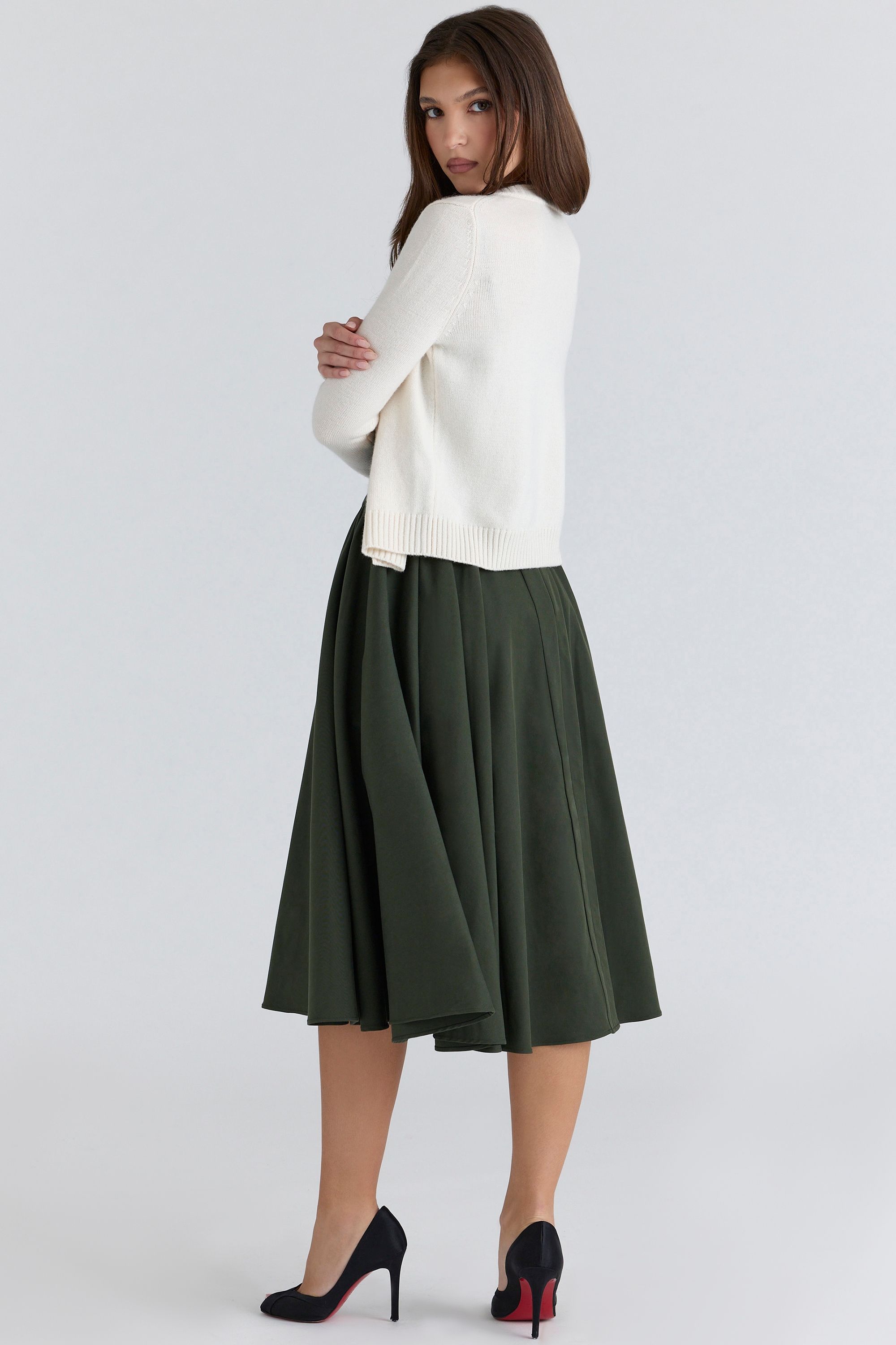 Signature  Ivory Cashmere + Merino Wool Cardigan — image 9