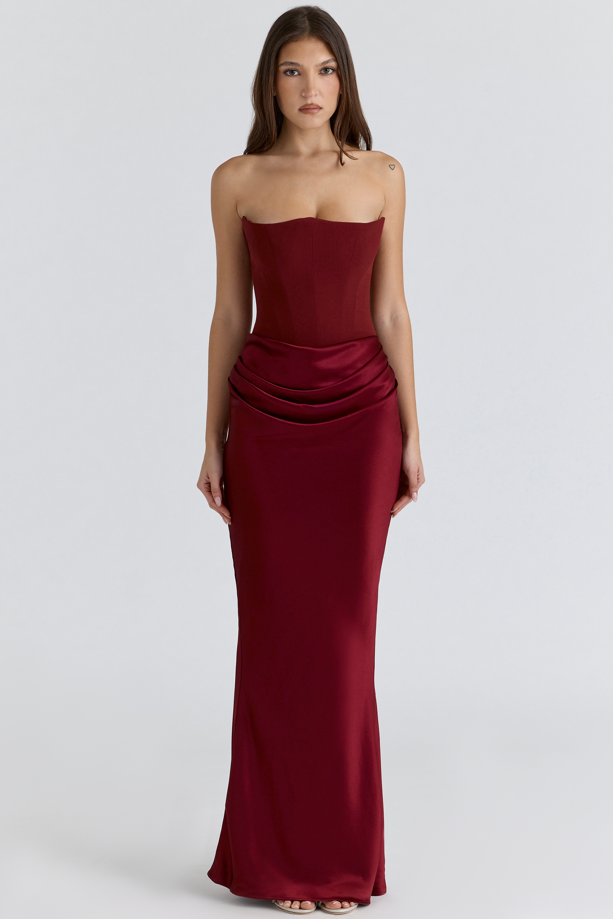 Persephone  Wine Strapless Corset Maxi Dress — image 5