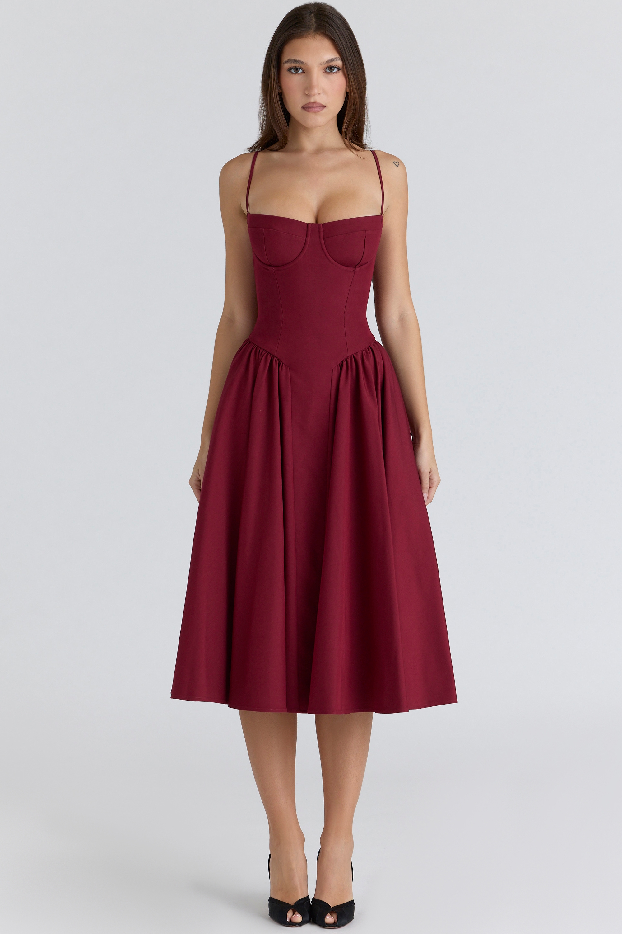 Samaria  Wine Corset Midi Dress — image 8
