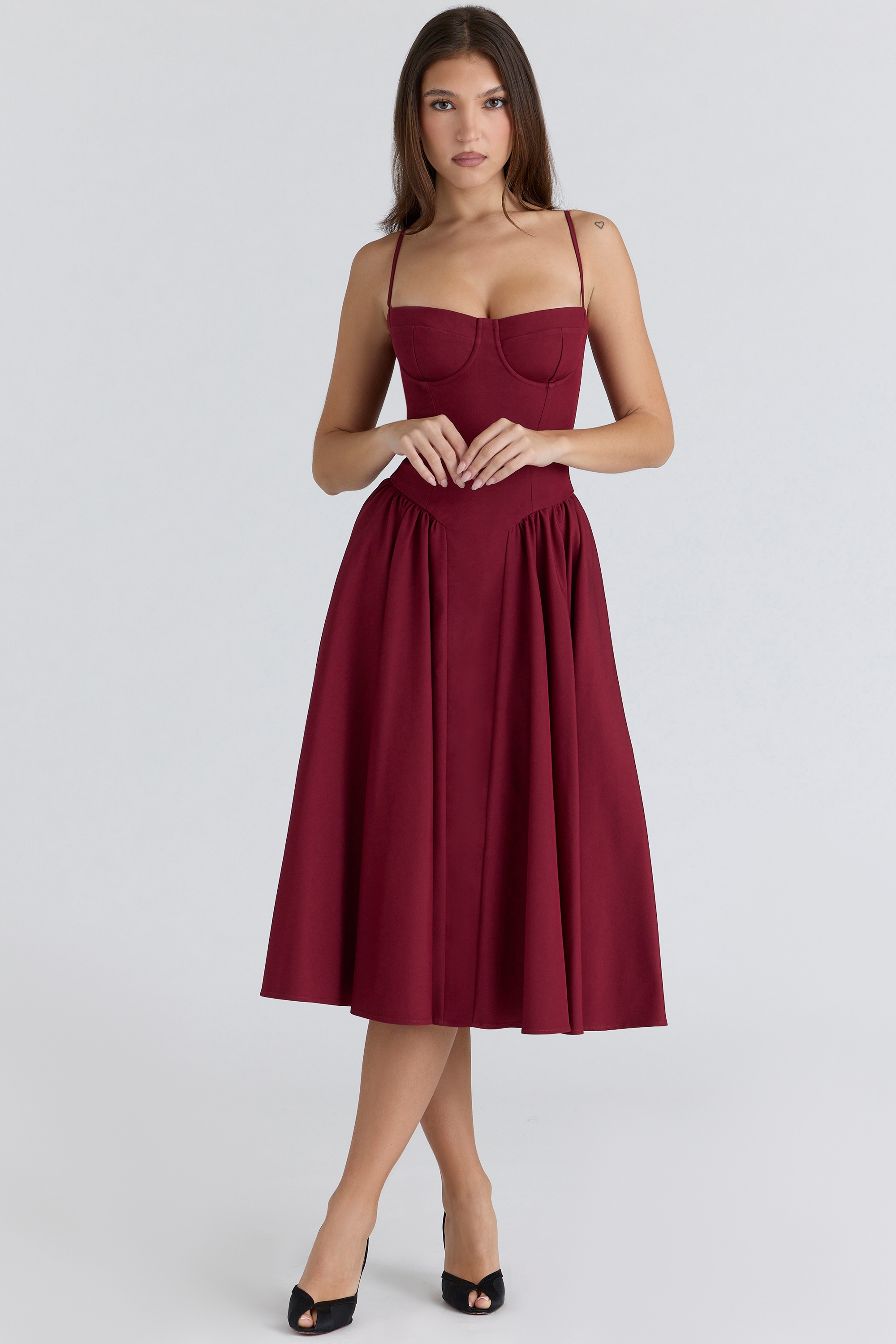 Samaria  Wine Corset Midi Dress — image 7