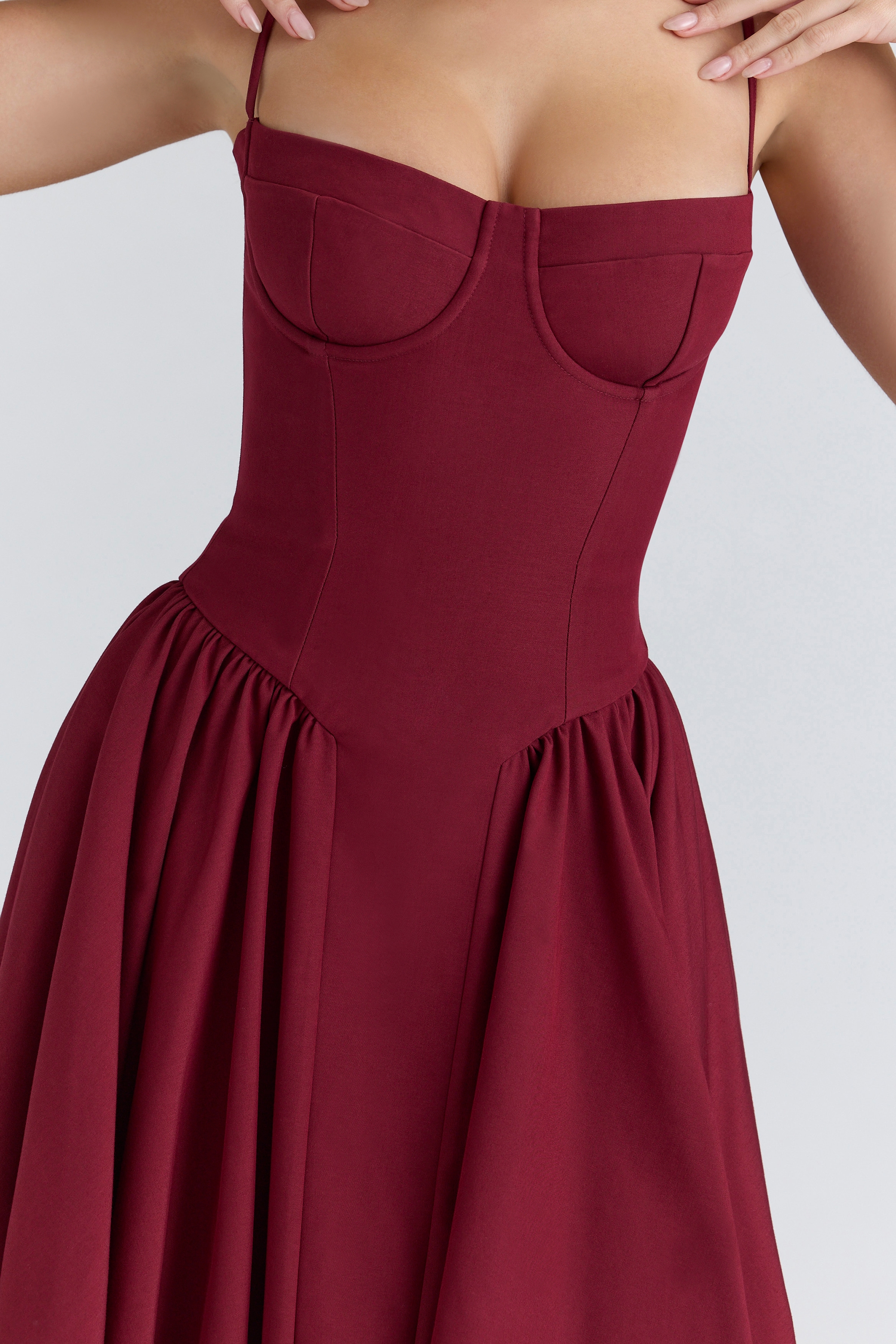 Samaria  Wine Corset Midi Dress — image 9