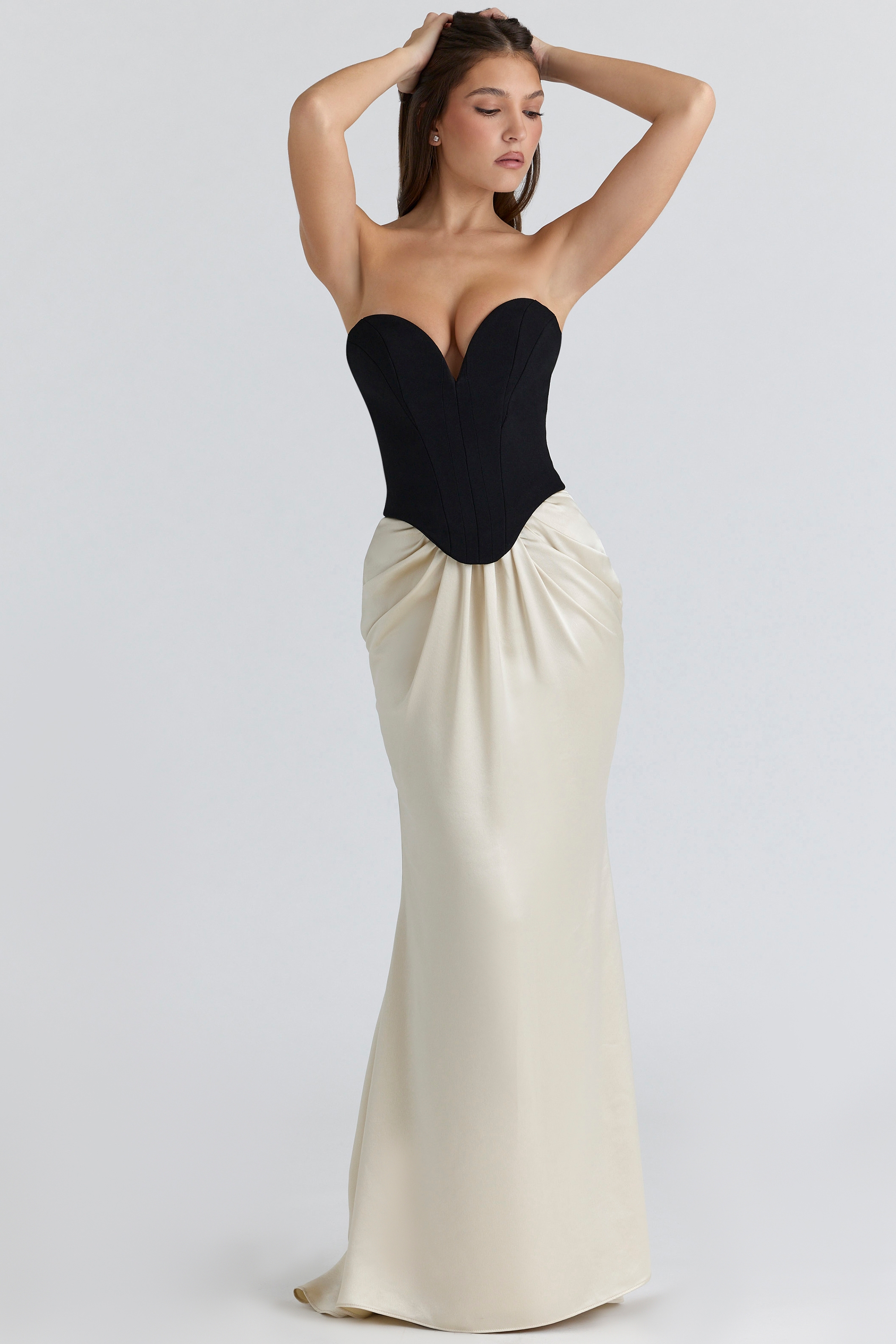 Sorcha  Black & Champagne Corset Maxi Gown — image 8