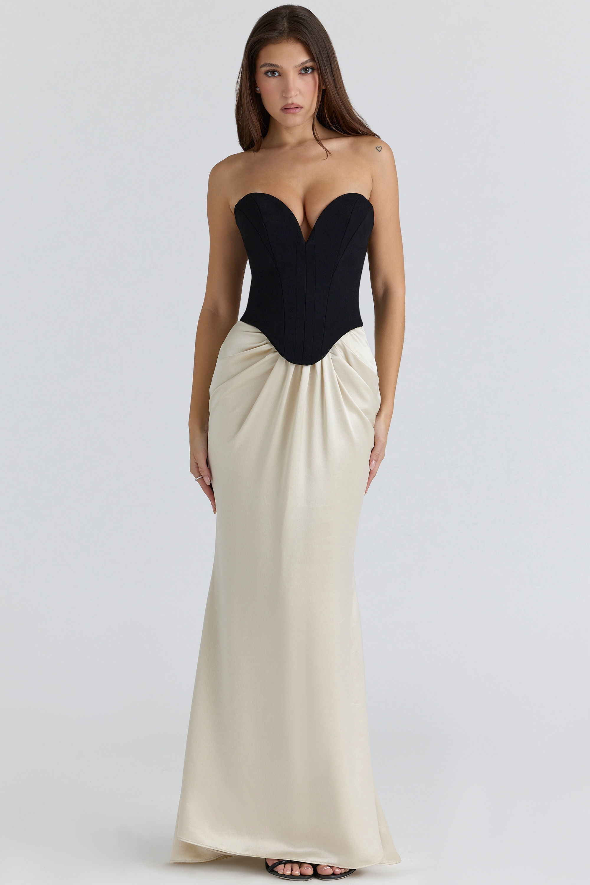 Sorcha  Black & Champagne Corset Maxi Gown — image 7