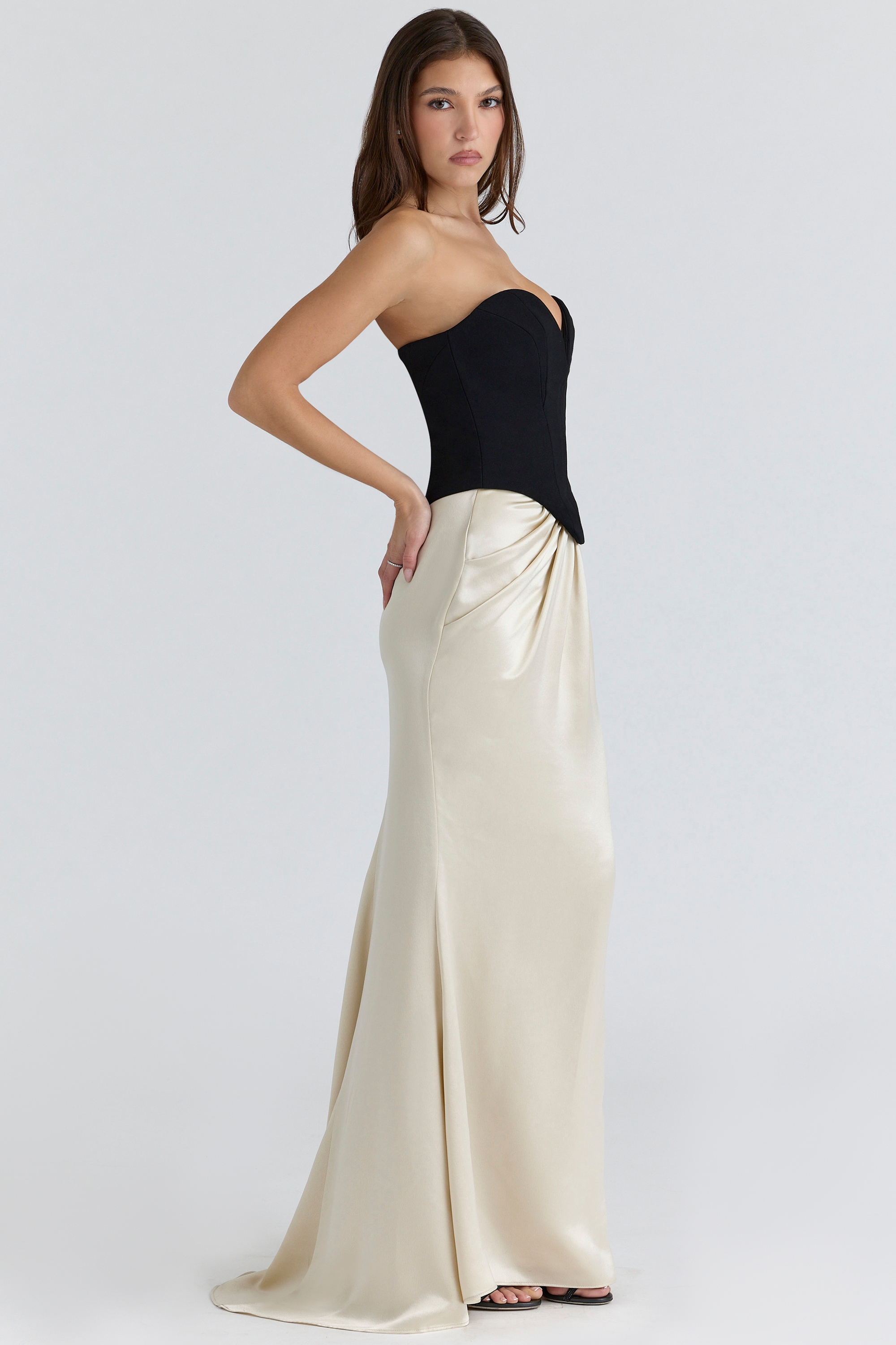 Sorcha  Black & Champagne Corset Maxi Gown — image 9