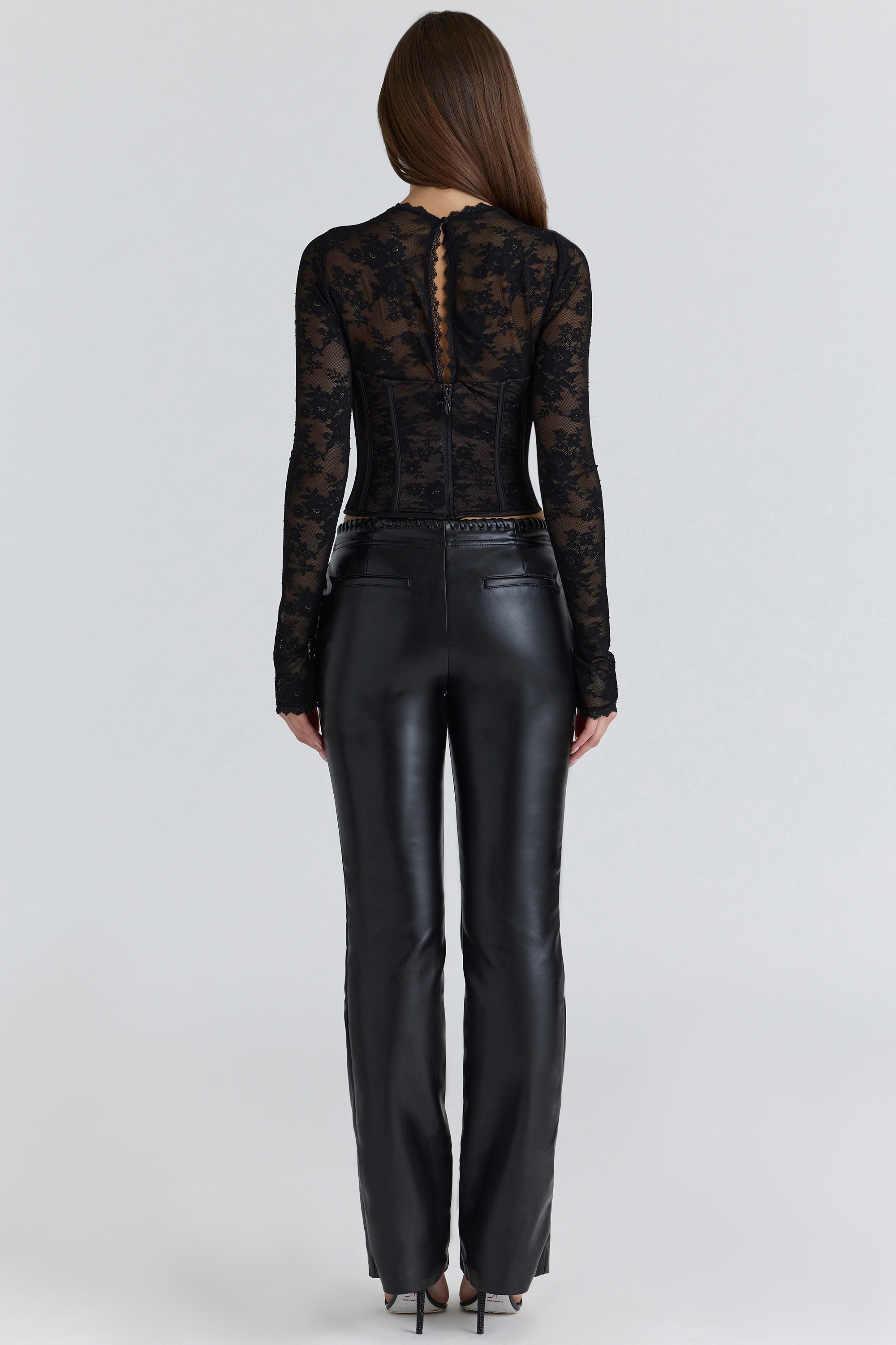 Zoe  Black Lace Long Sleeve Corset Top — image 9