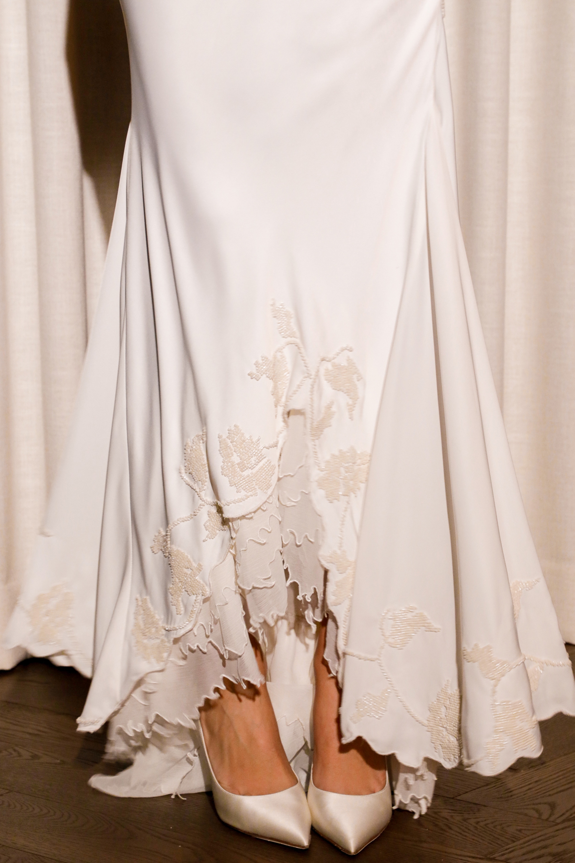Anastelle  Vintage Ivory Satin Hand Beaded Embellished Maxi Dress — image 10