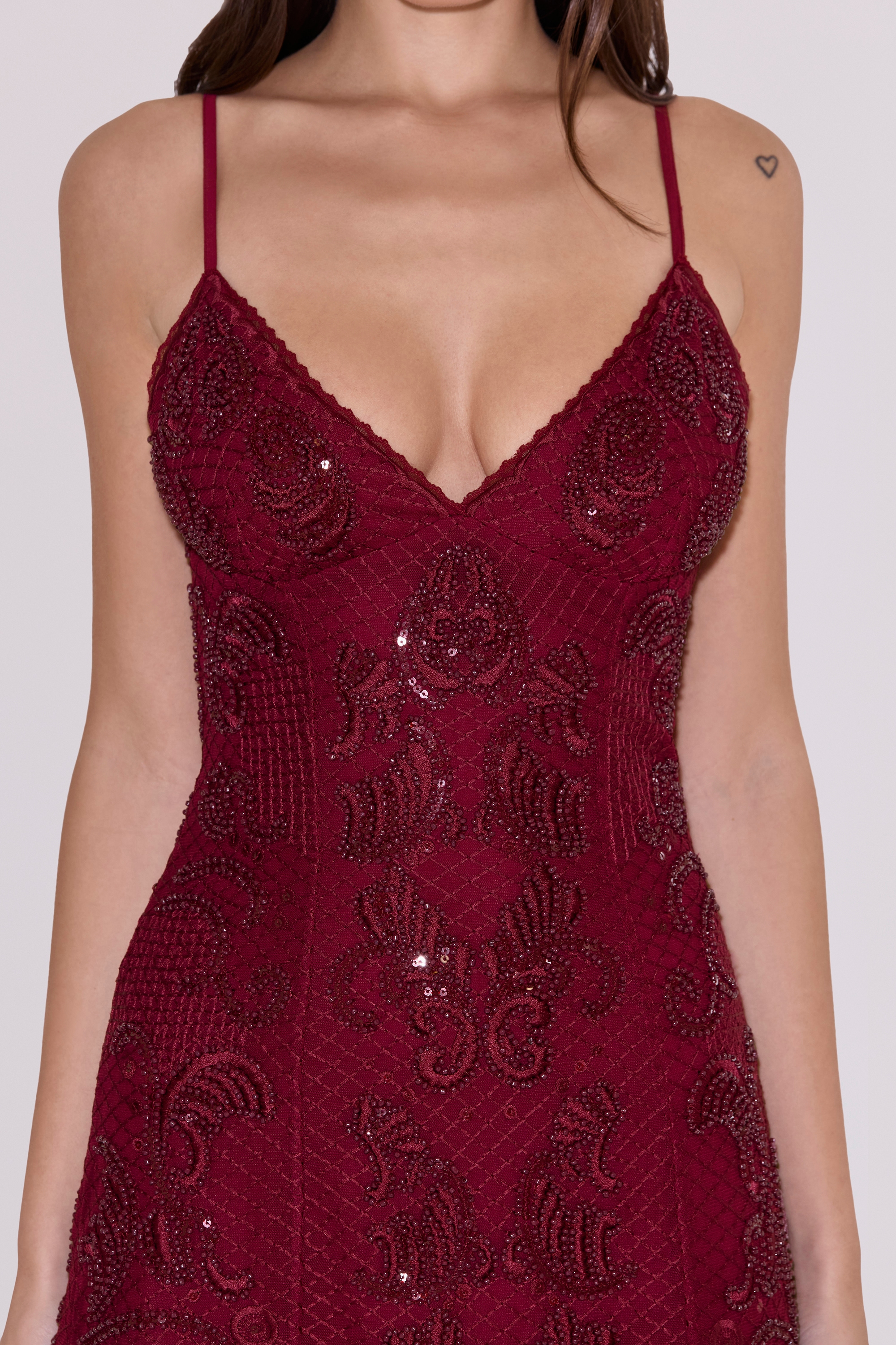 Catarina  Wine Hand-Beaded Embellished Mini Dress - Limited Edition — image 5