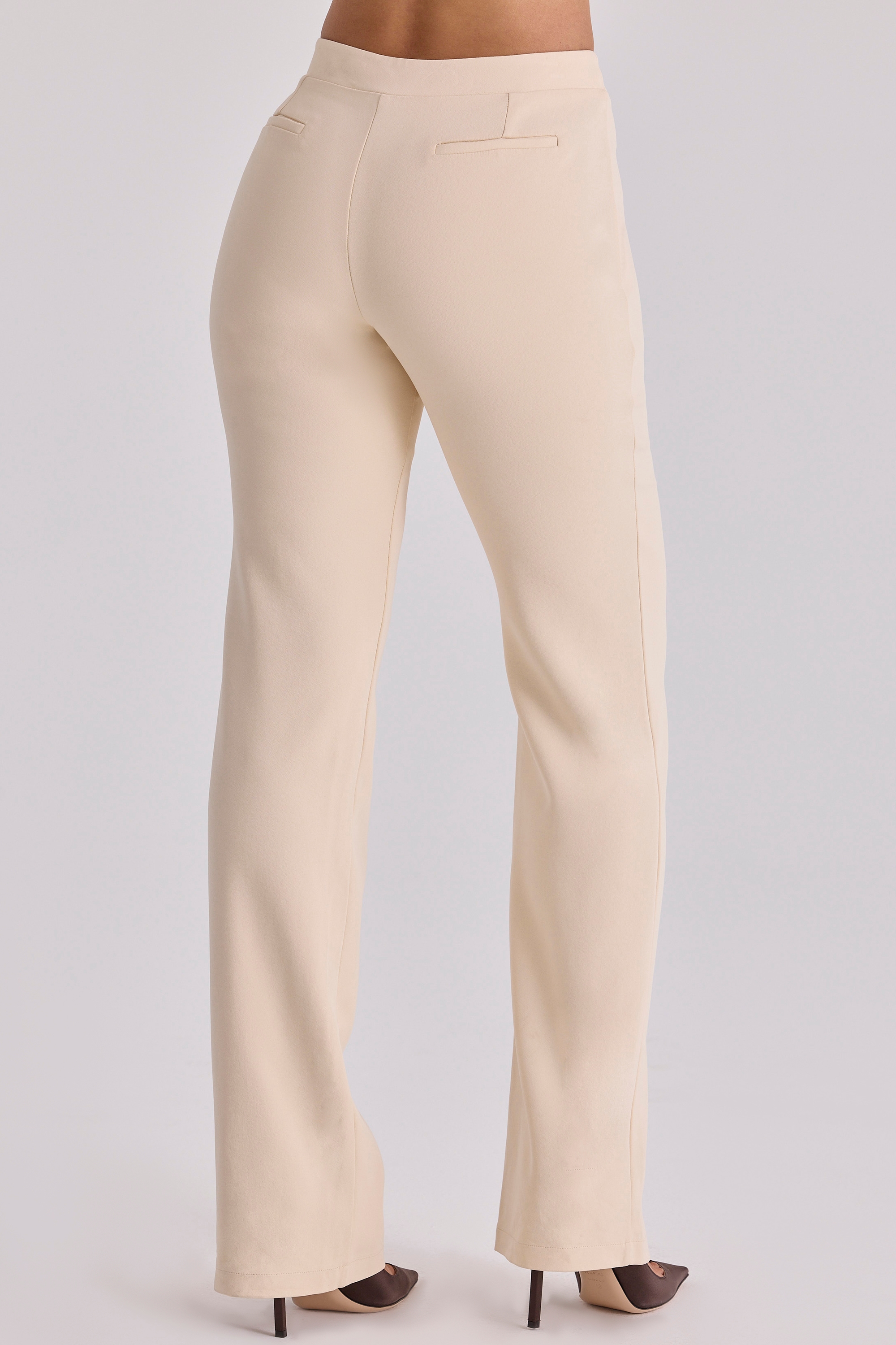 Chiara  Vintage Ivory Crepe Straight Leg Trousers — image 3