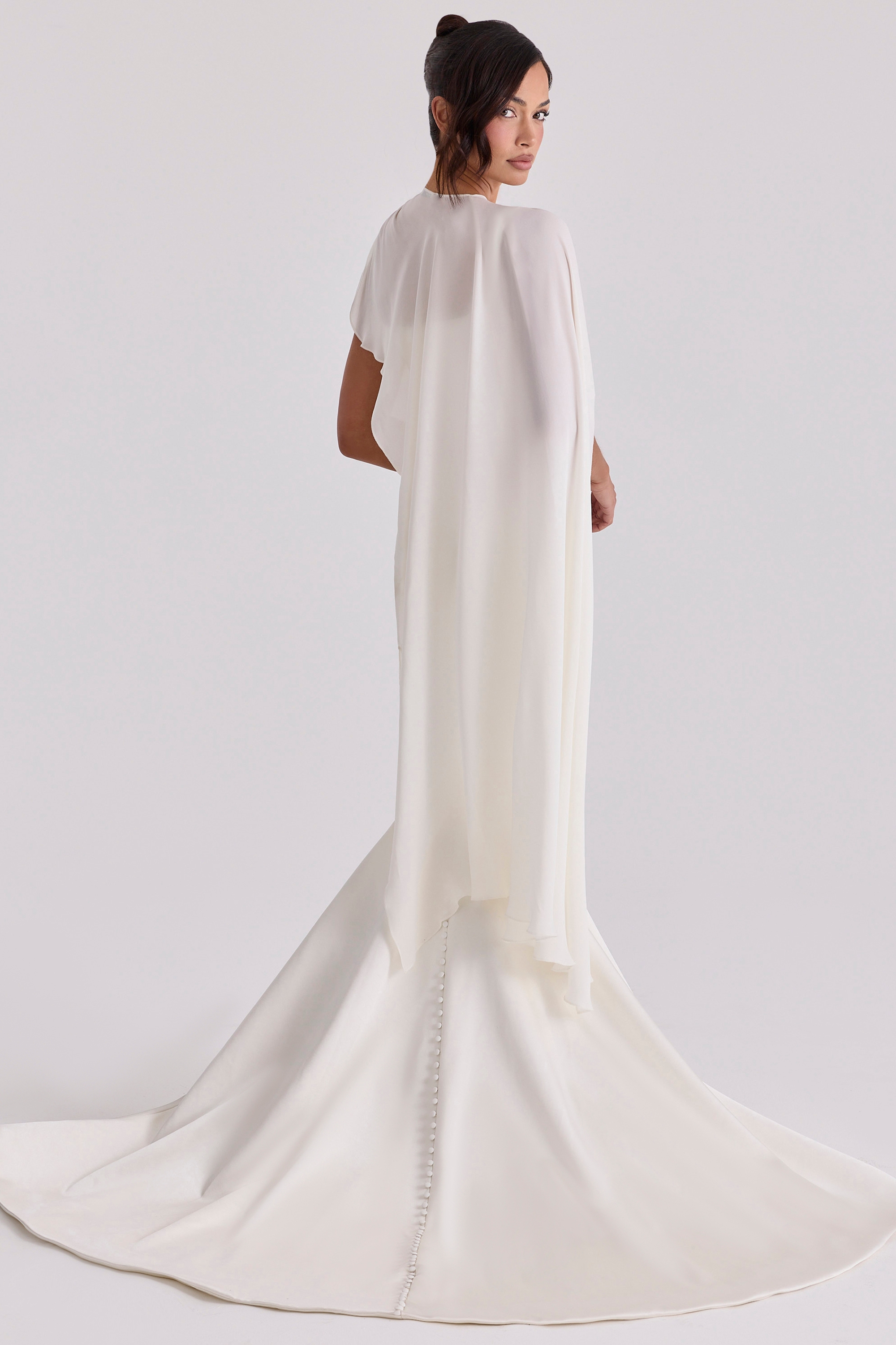 Enya  Ivory Draped Pure Silk Asymmetric Shawl — image 7