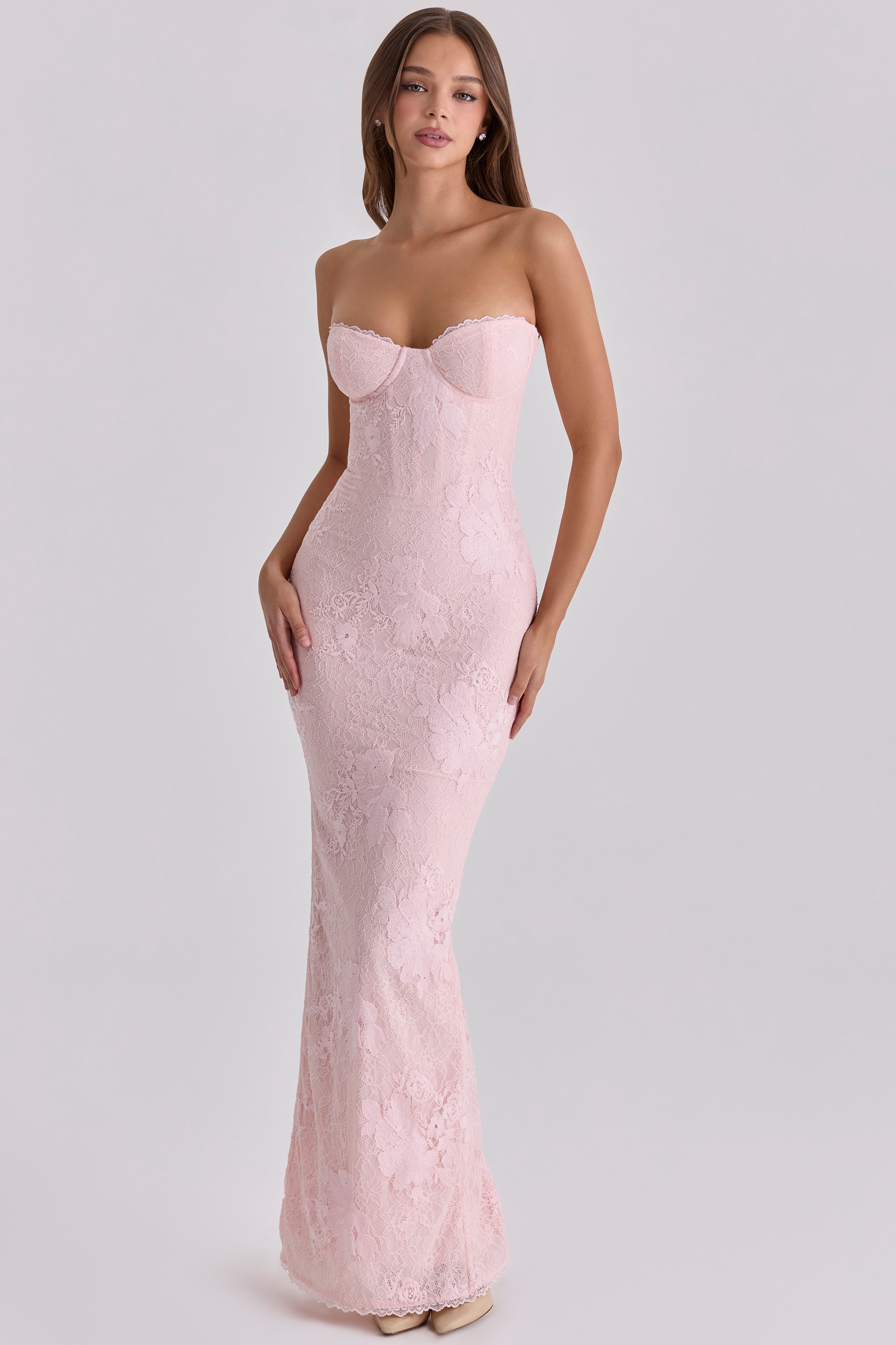 Lucienne  Pink Lace Maxi Dress — image 6