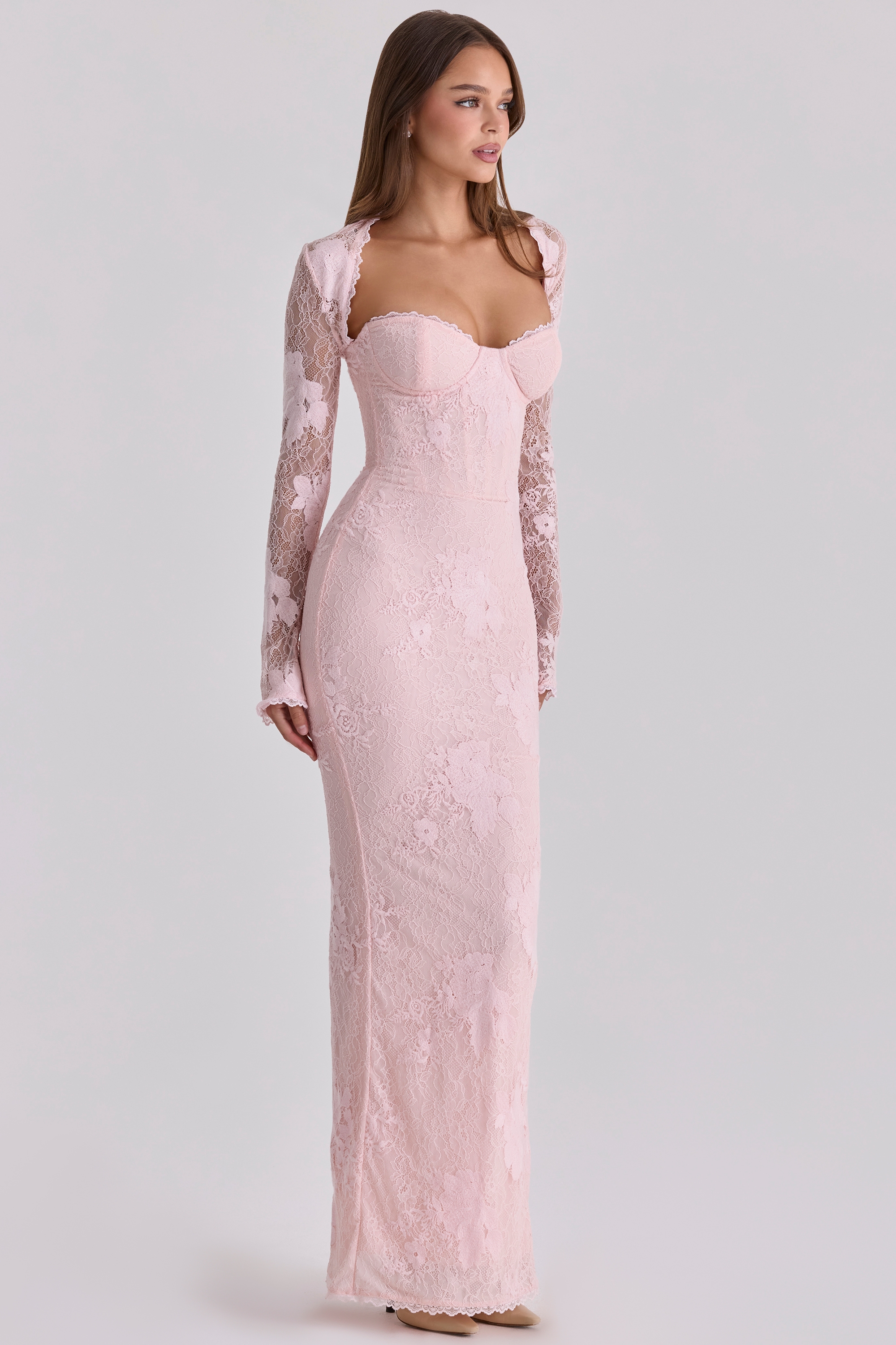 Lucienne  Pink Lace Maxi Dress — image 5