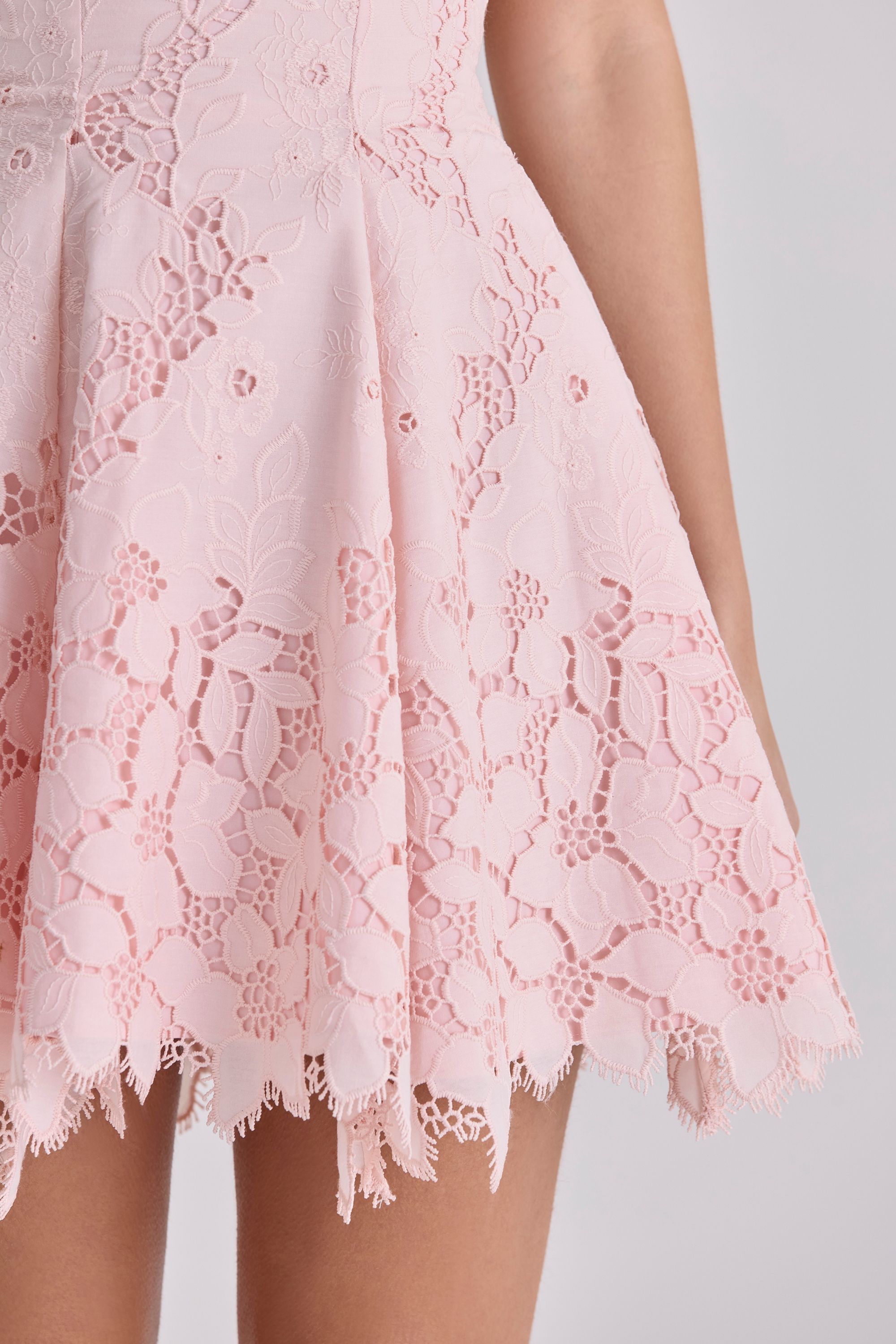 Jemima  Pink Strapless Cut Out Broderie Anglaise Mini Dress — image 3