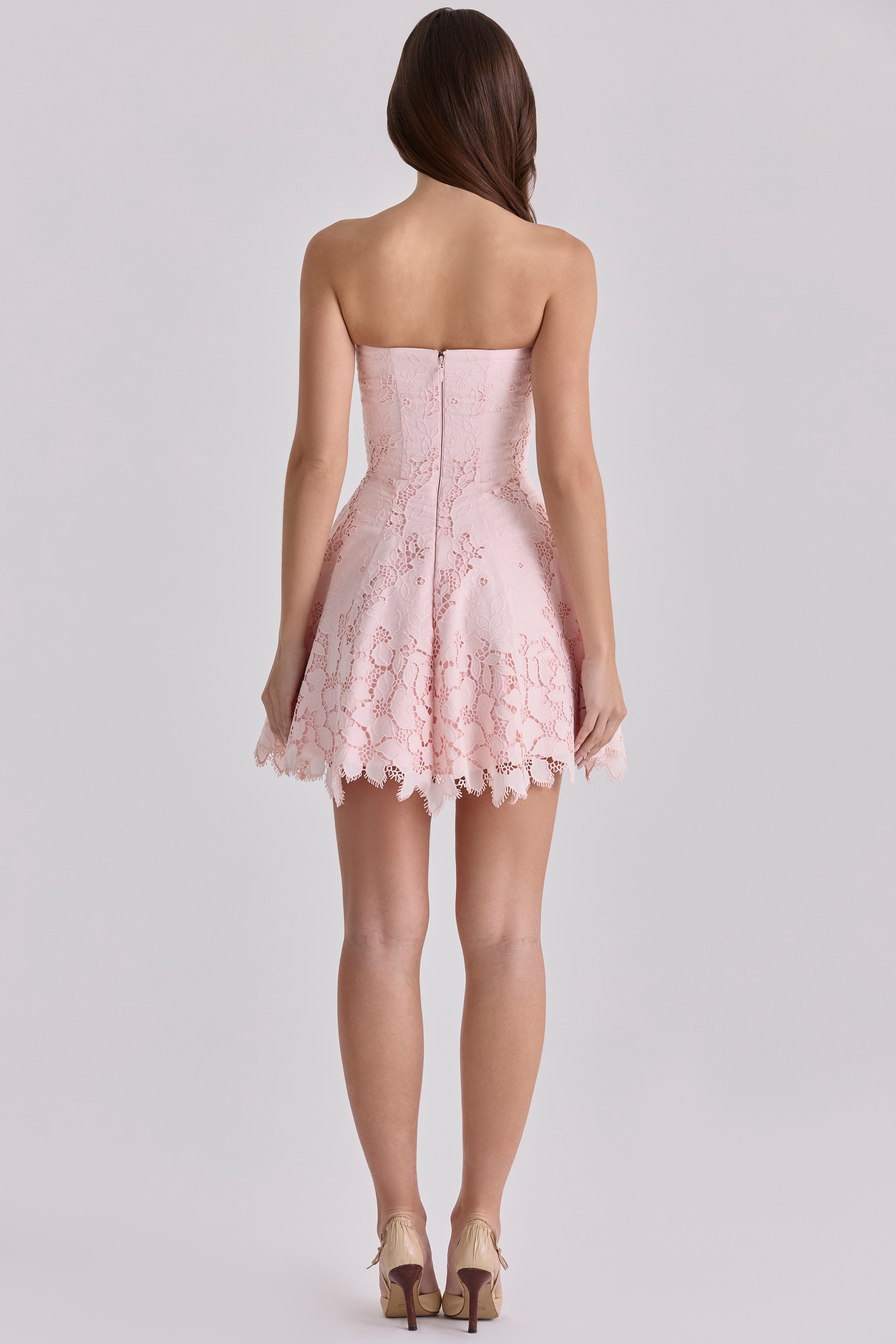 Jemima  Pink Strapless Cut Out Broderie Anglaise Mini Dress — image 8