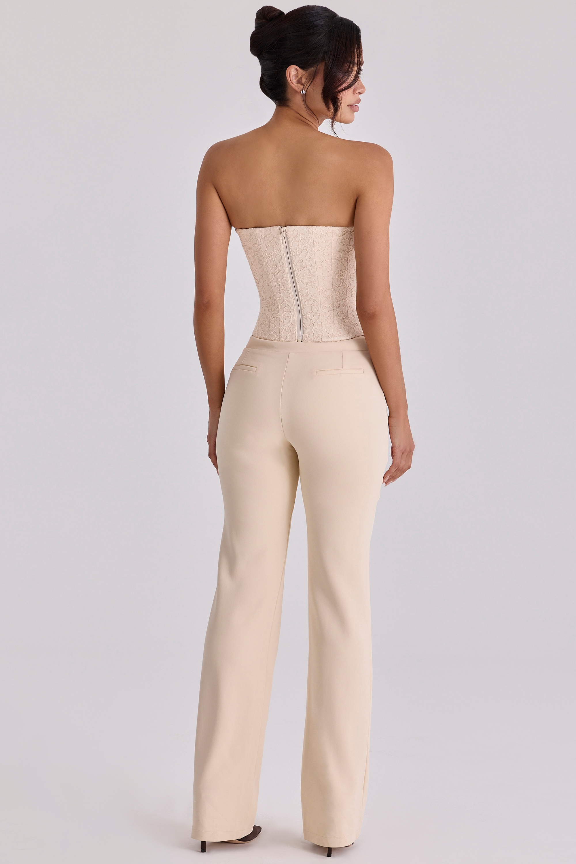 Chiara  Vintage Ivory Crepe Straight Leg Trousers — image 7