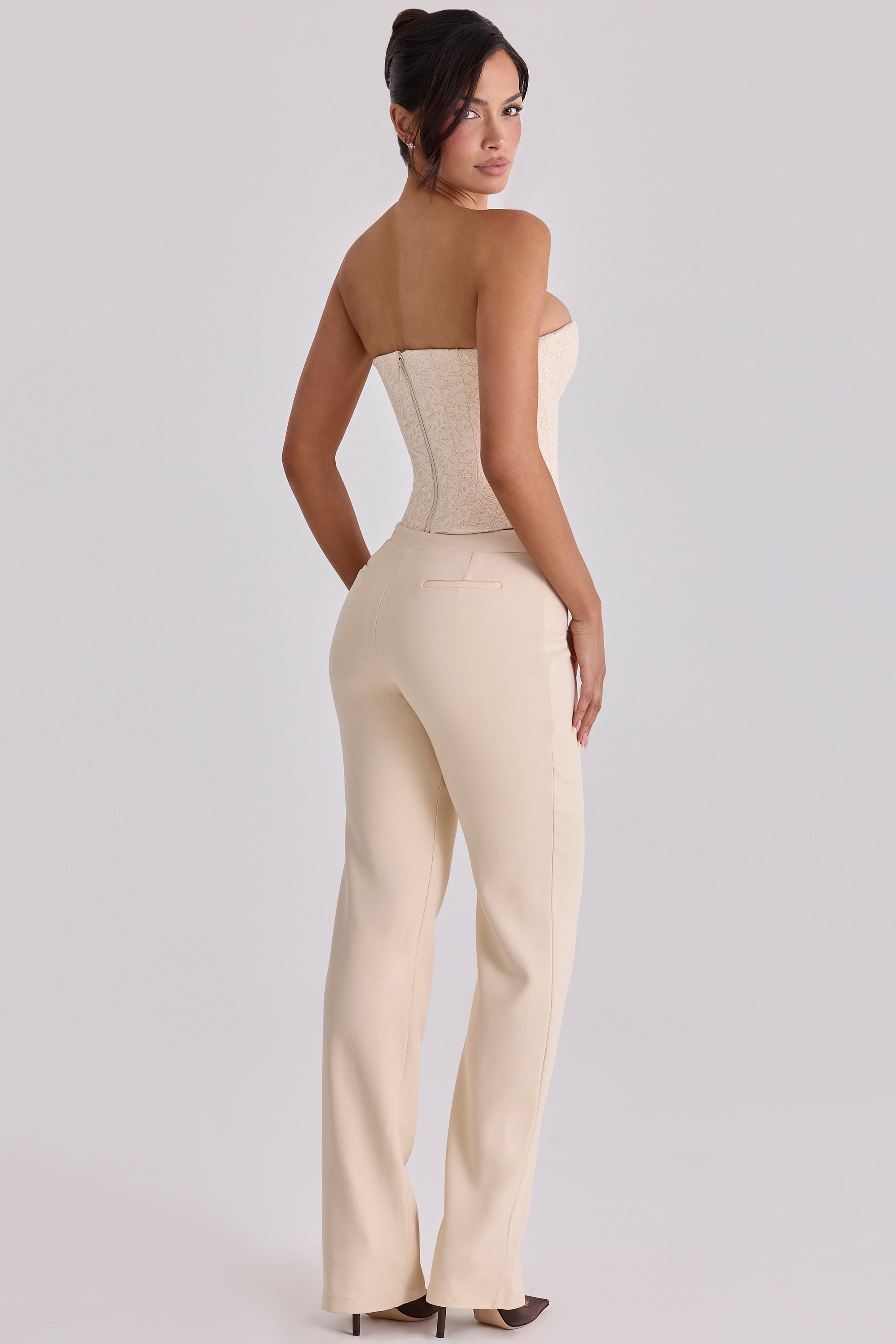 Chiara  Vintage Ivory Crepe Straight Leg Trousers — image 6