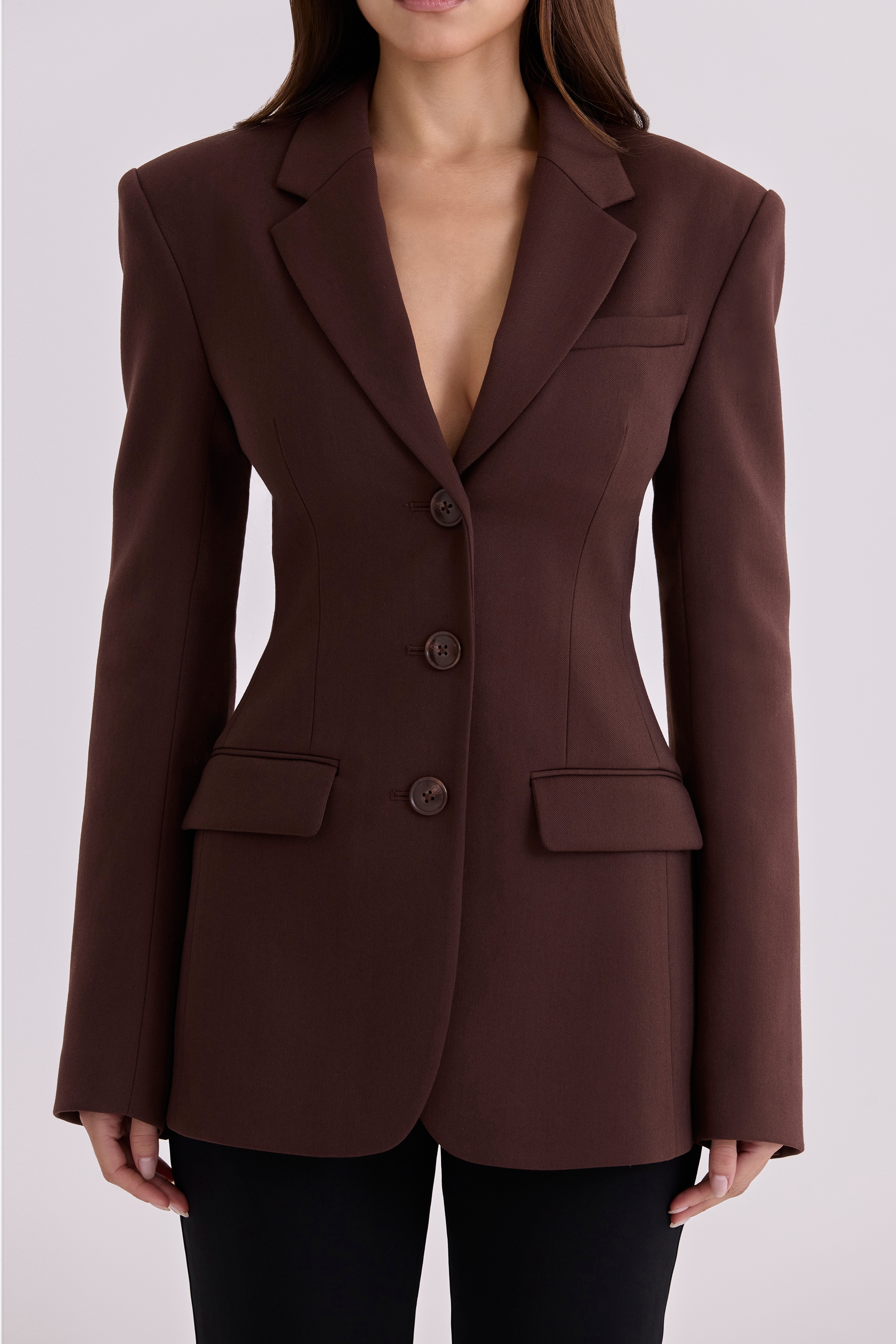 Luella  Chocolate Crepe Hourglass Blazer Jacket — image 3