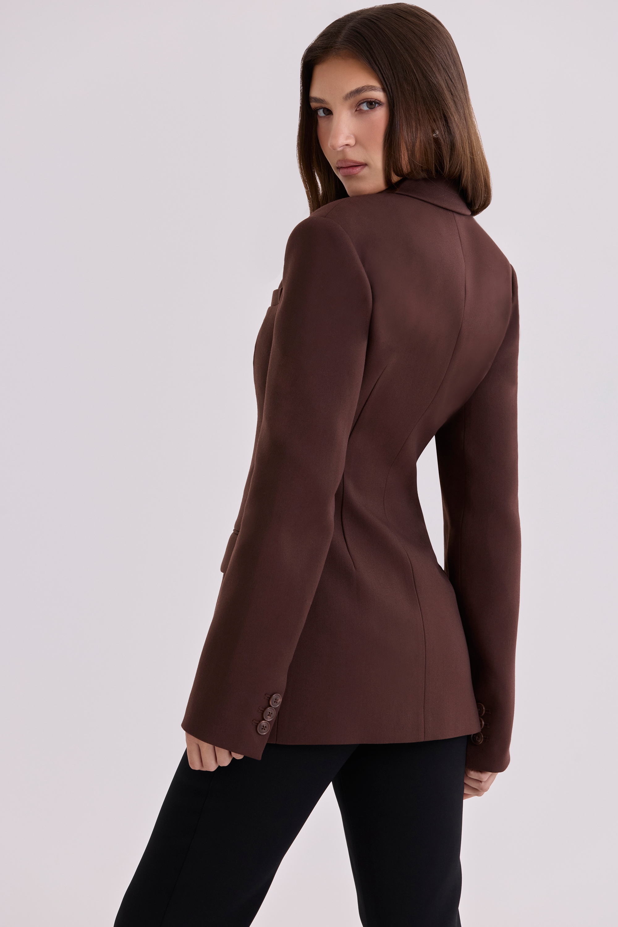 Luella  Chocolate Crepe Hourglass Blazer Jacket — image 2