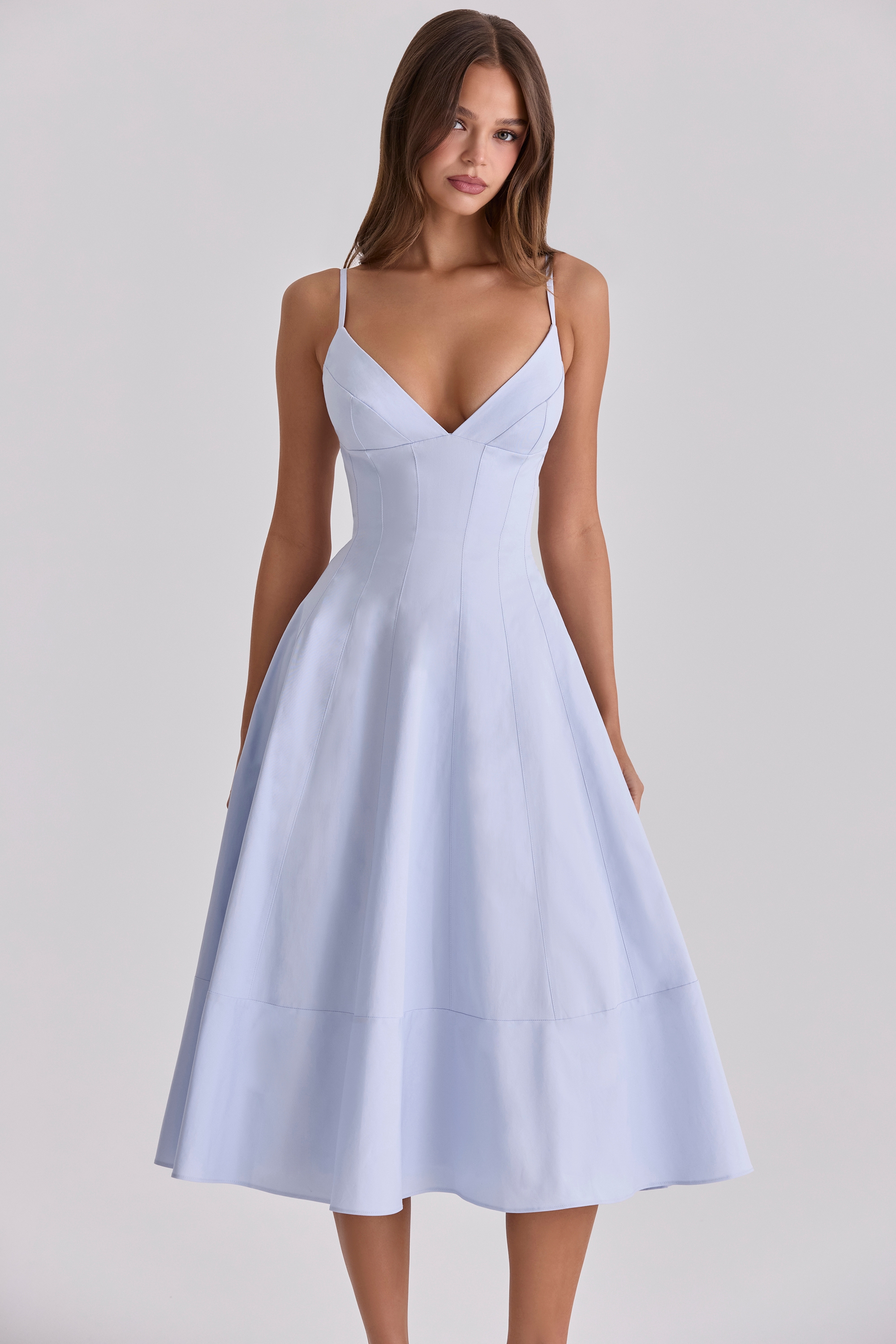 Millie  Bluebell Lace Up Cotton Midi Sundress — image 5