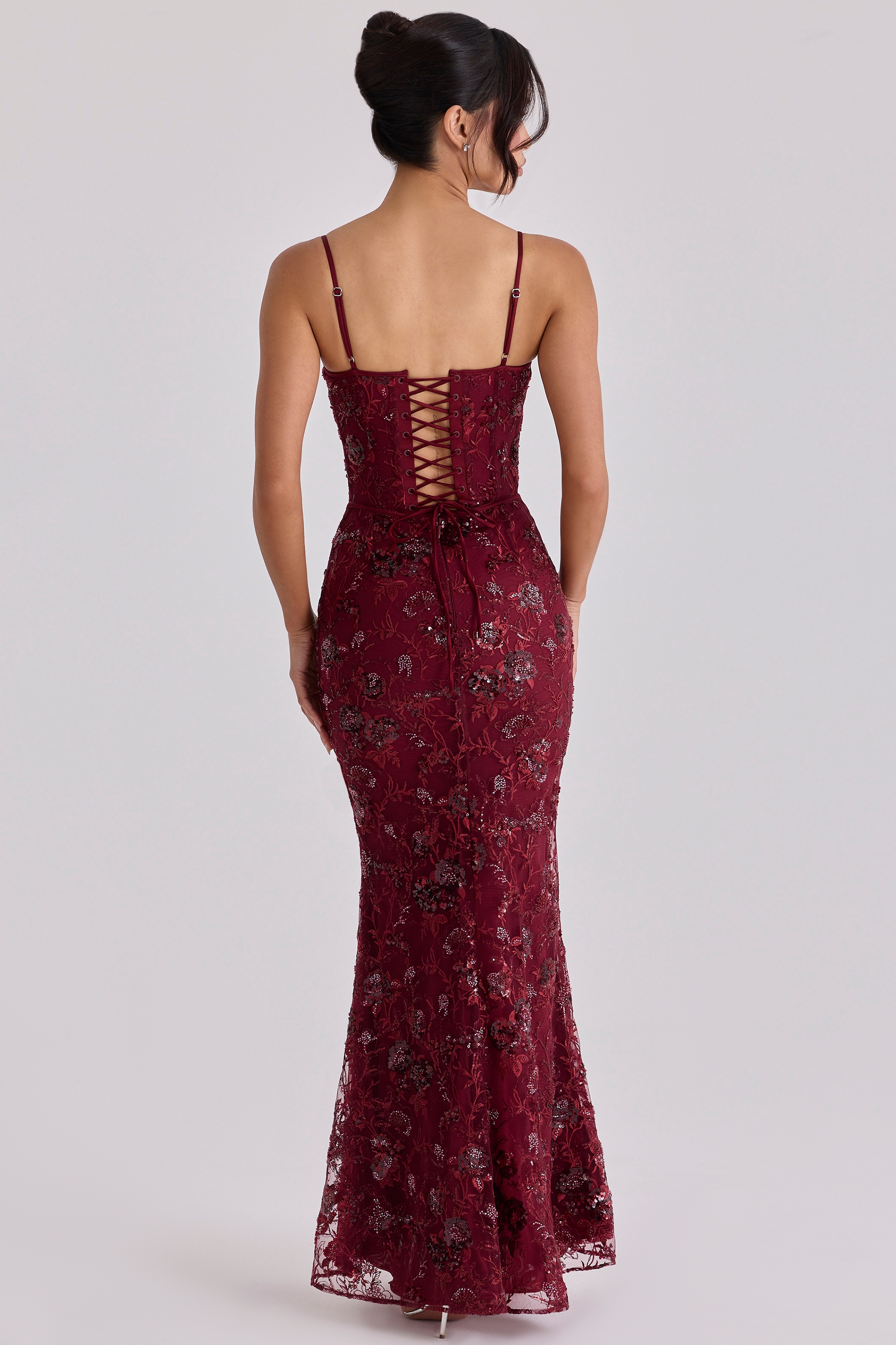 Naima  Wine Hand Beaded Embellished Corset Maxi Dress - Limited Edition — image 10