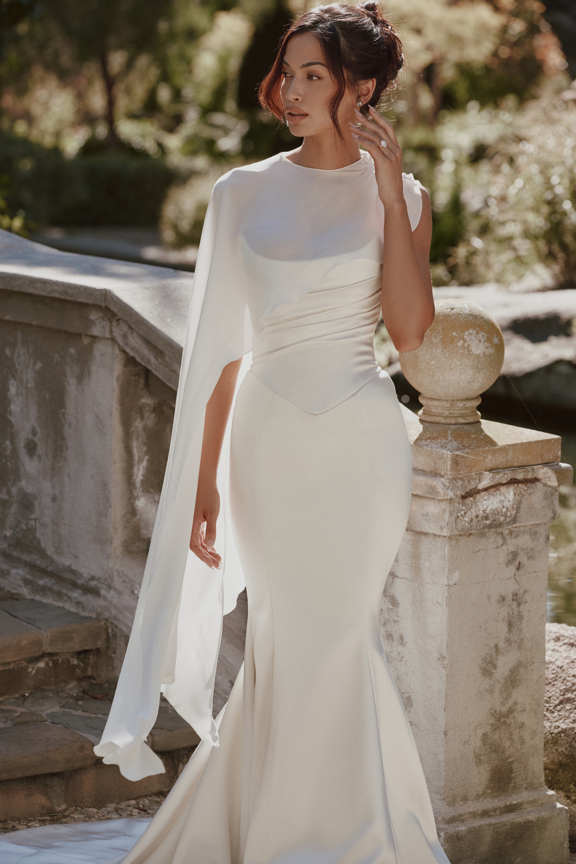 Enya  Ivory Draped Pure Silk Asymmetric Shawl — image 2