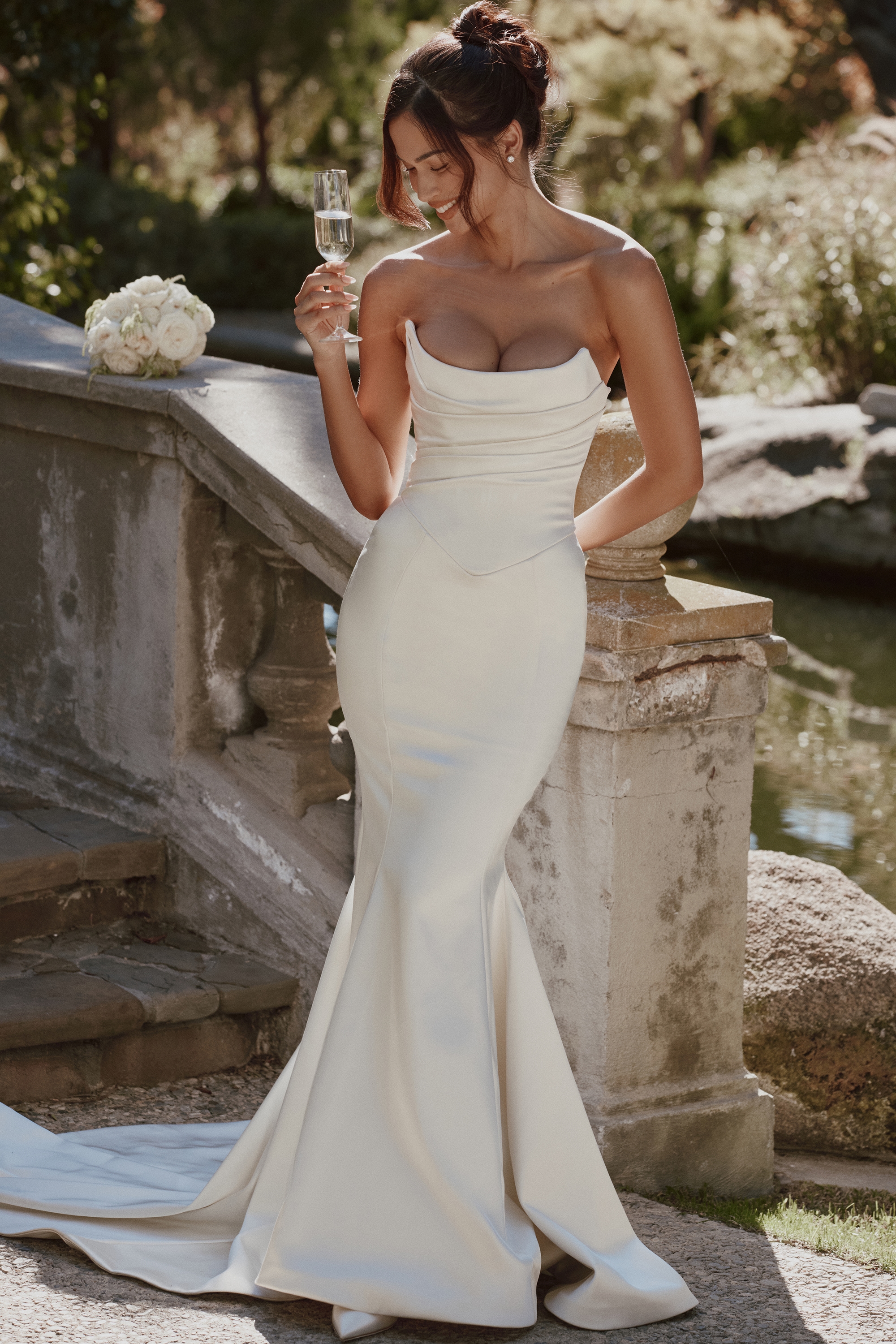 Veronique  Ivory Satin Strapless Bridal Gown — image 4