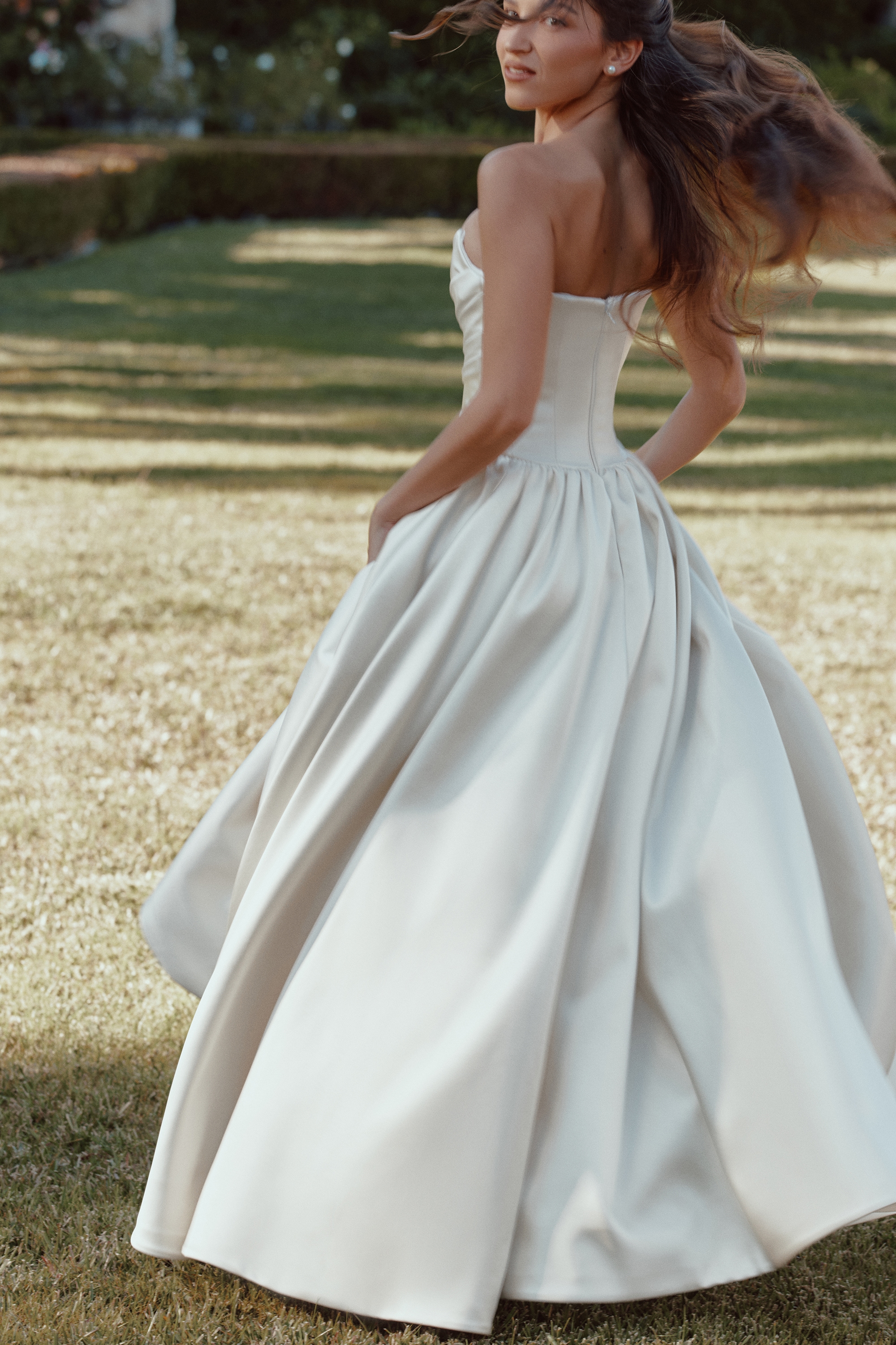Jelena  Ivory Satin Basque Waist Corset Bridal Gown — image 5
