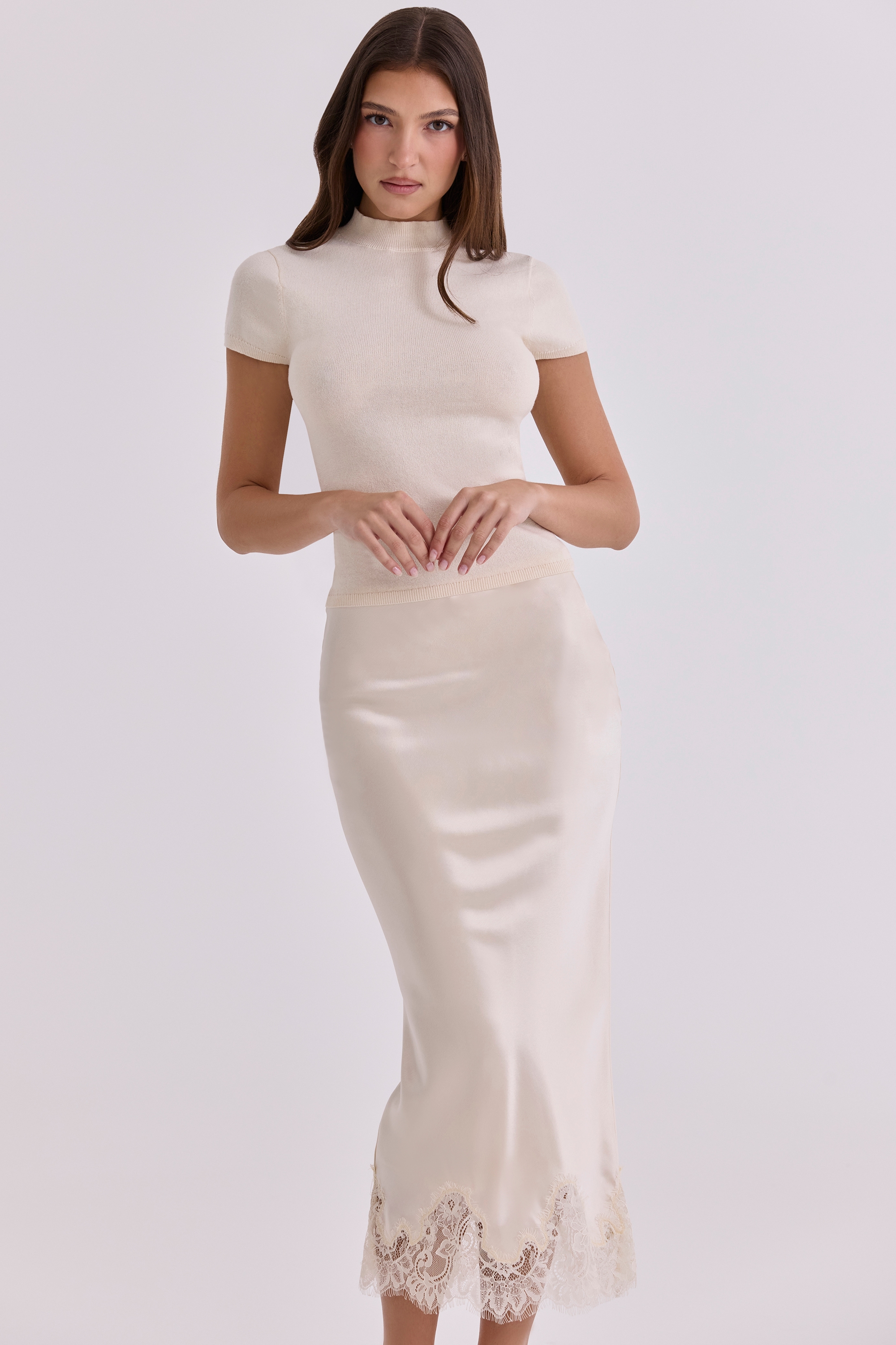 Tamra  Ivory Cotton + Cashmere Short Sleeve Top — image 5
