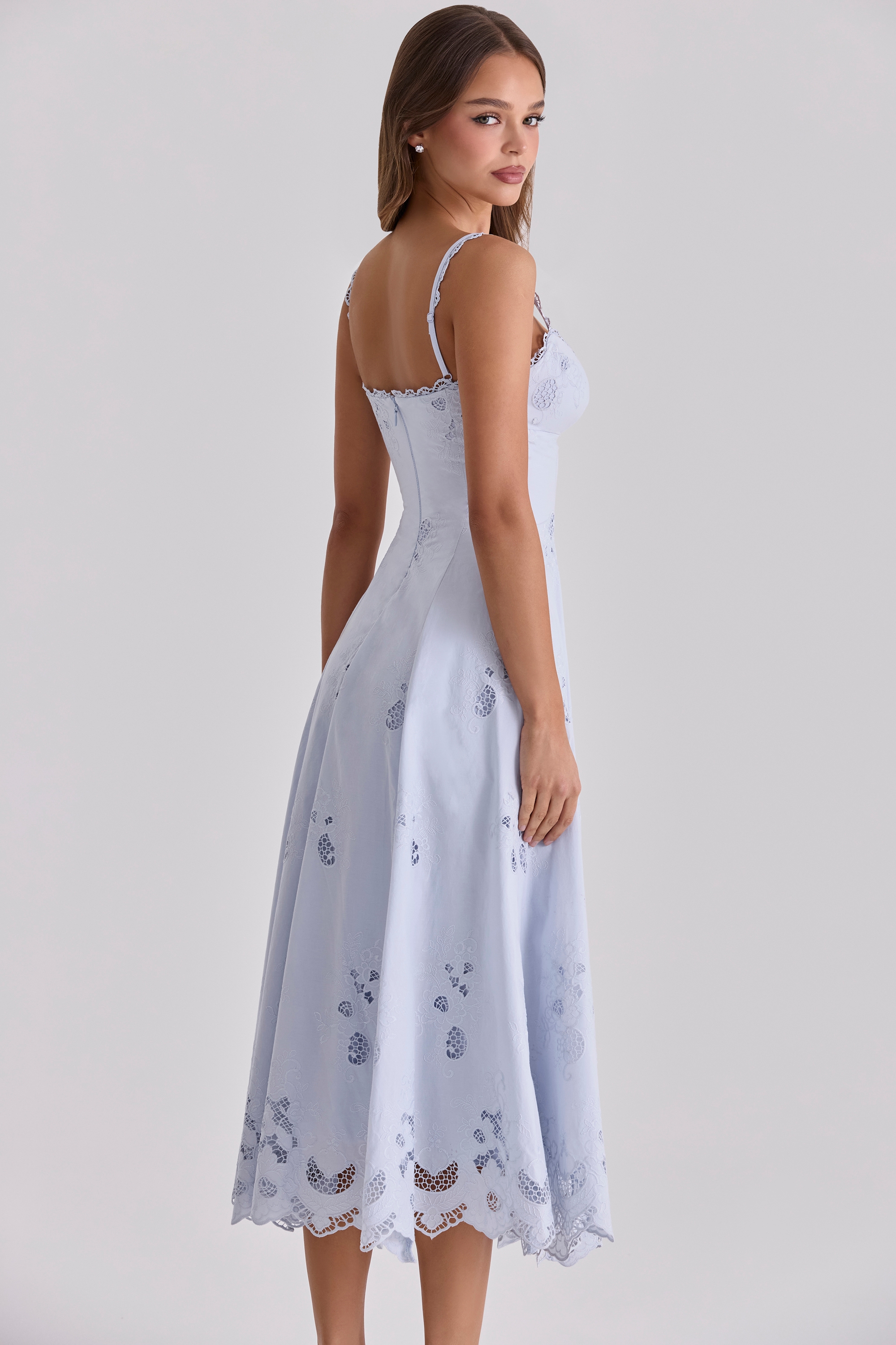 Tatiana  Bluebell Lace + Cotton Broderie Anglais Midi Sundress — image 10