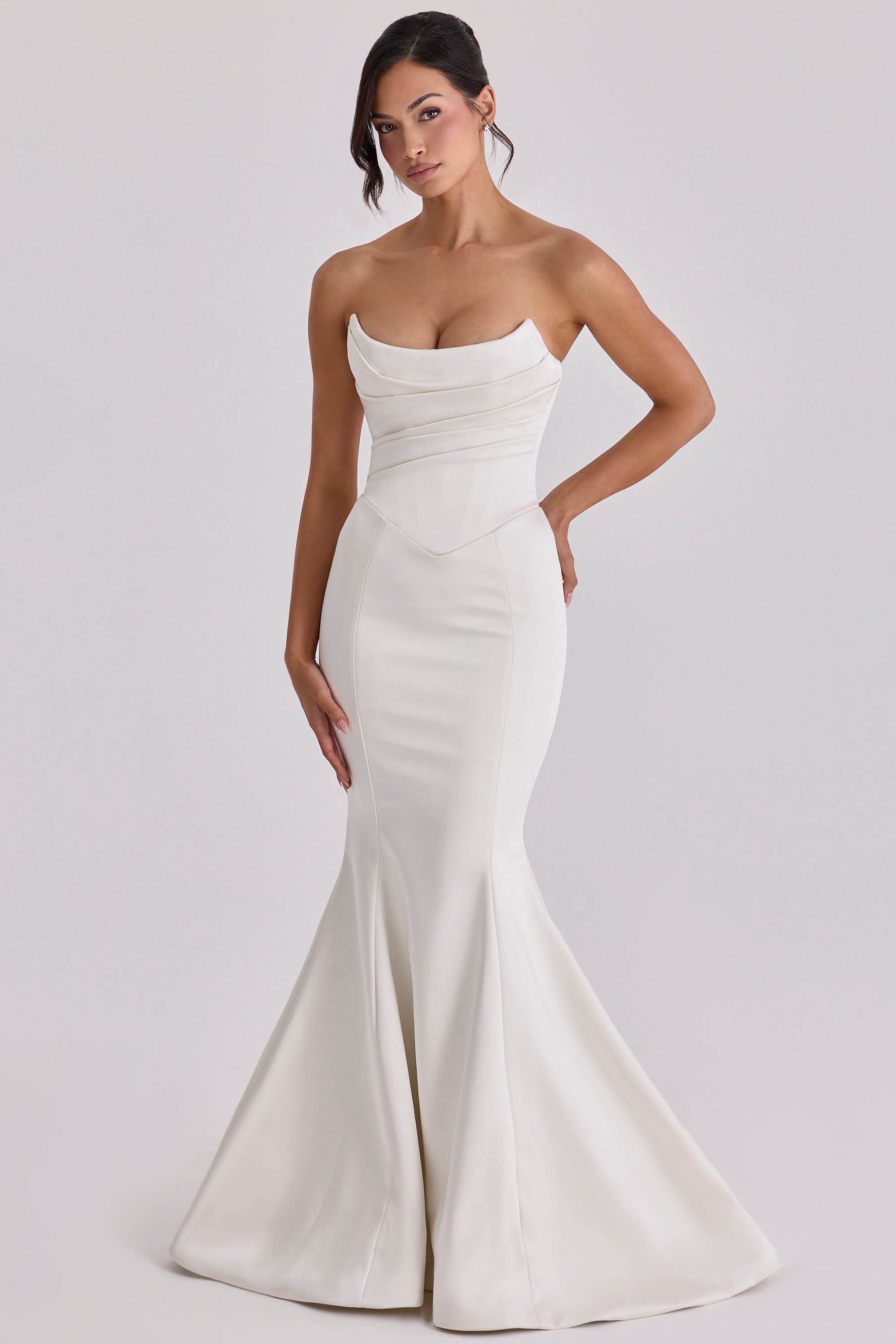 Veronique  Ivory Satin Strapless Bridal Gown — image 6