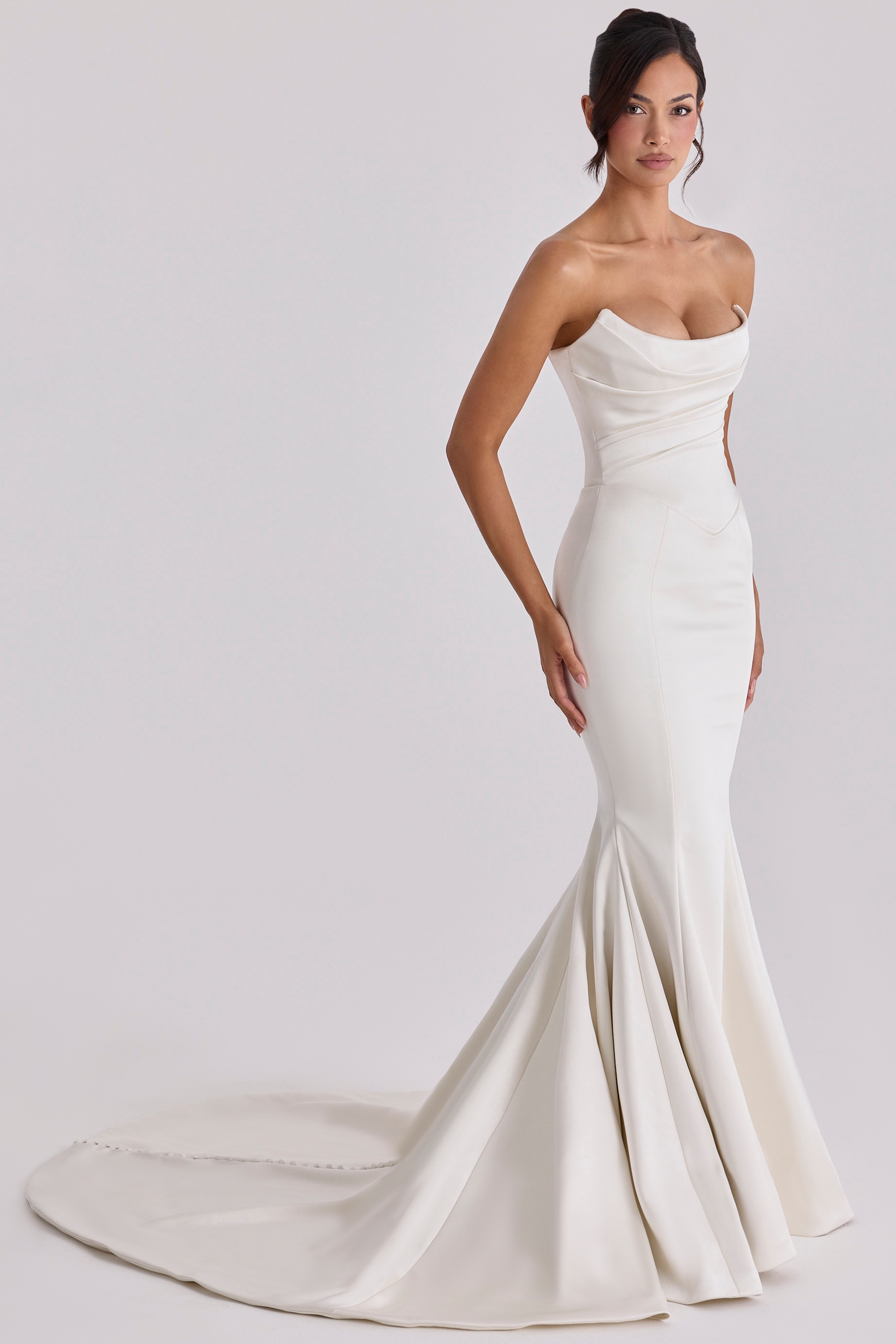 Veronique  Ivory Satin Strapless Bridal Gown — image 7
