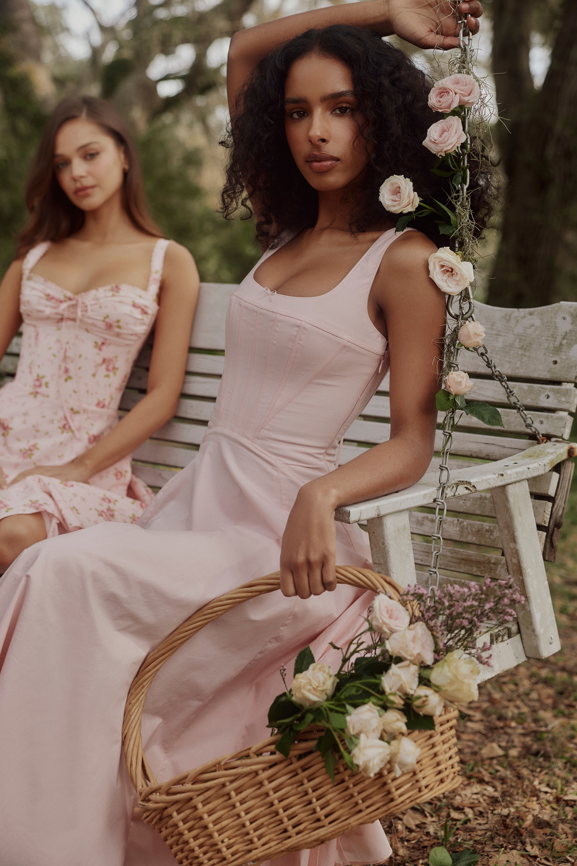 Rosalee  Vintage Rose Pink Floral Print Midi Dress — image 5