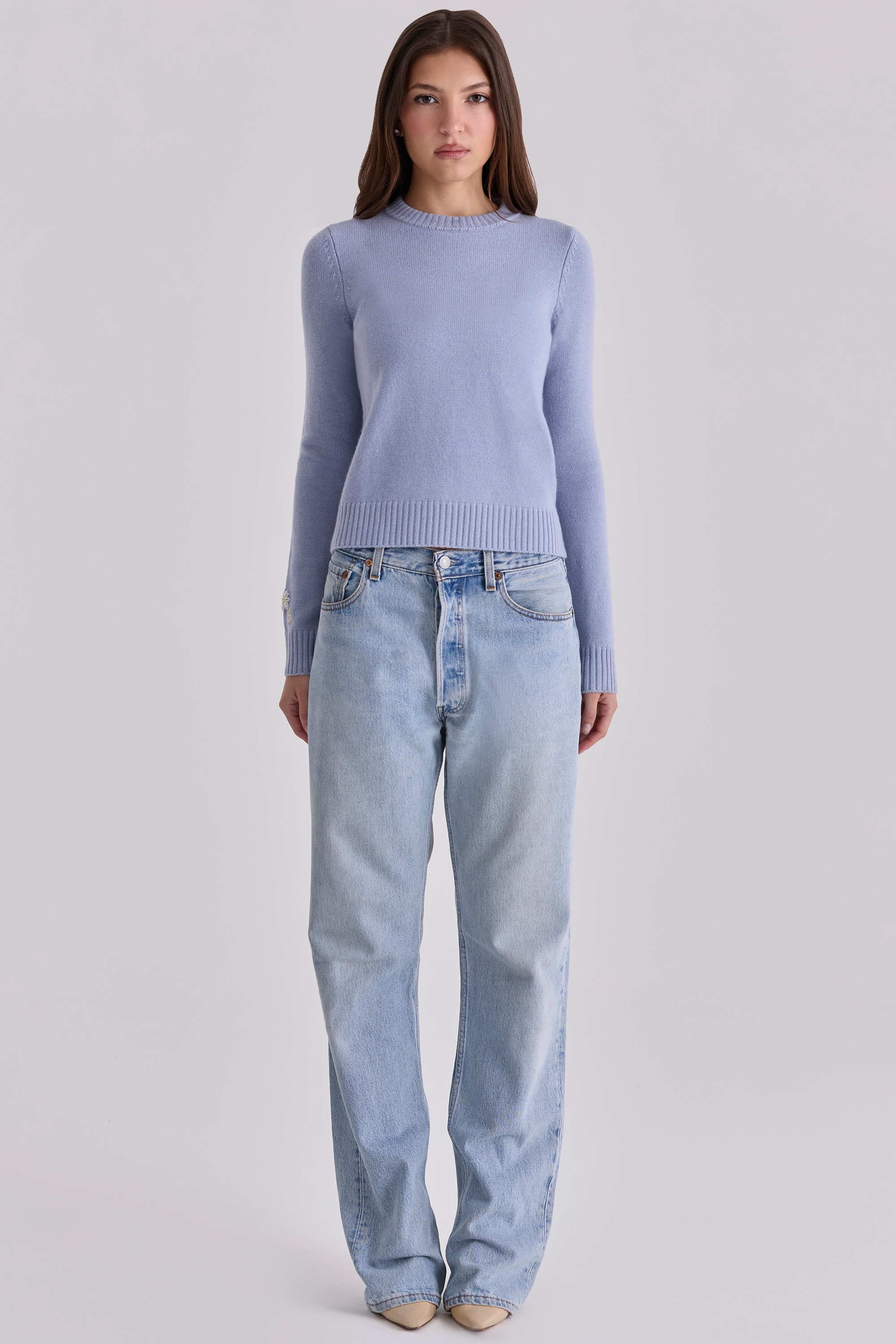Abbie  Bluebell Merino Wool + Cashmere Crew Neck Sweater — image 11