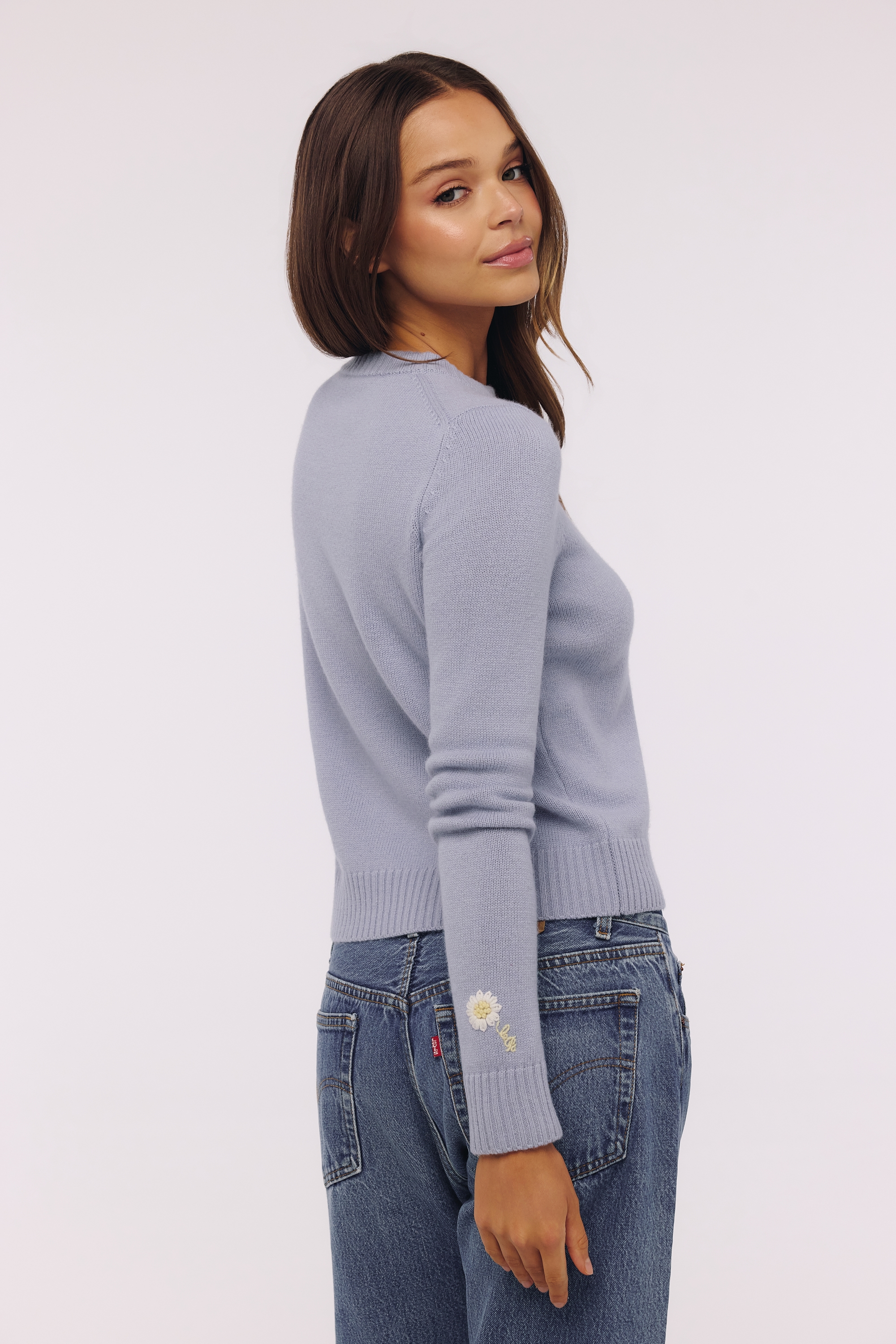 Abbie  Bluebell Merino Wool + Cashmere Crew Neck Sweater — image 10