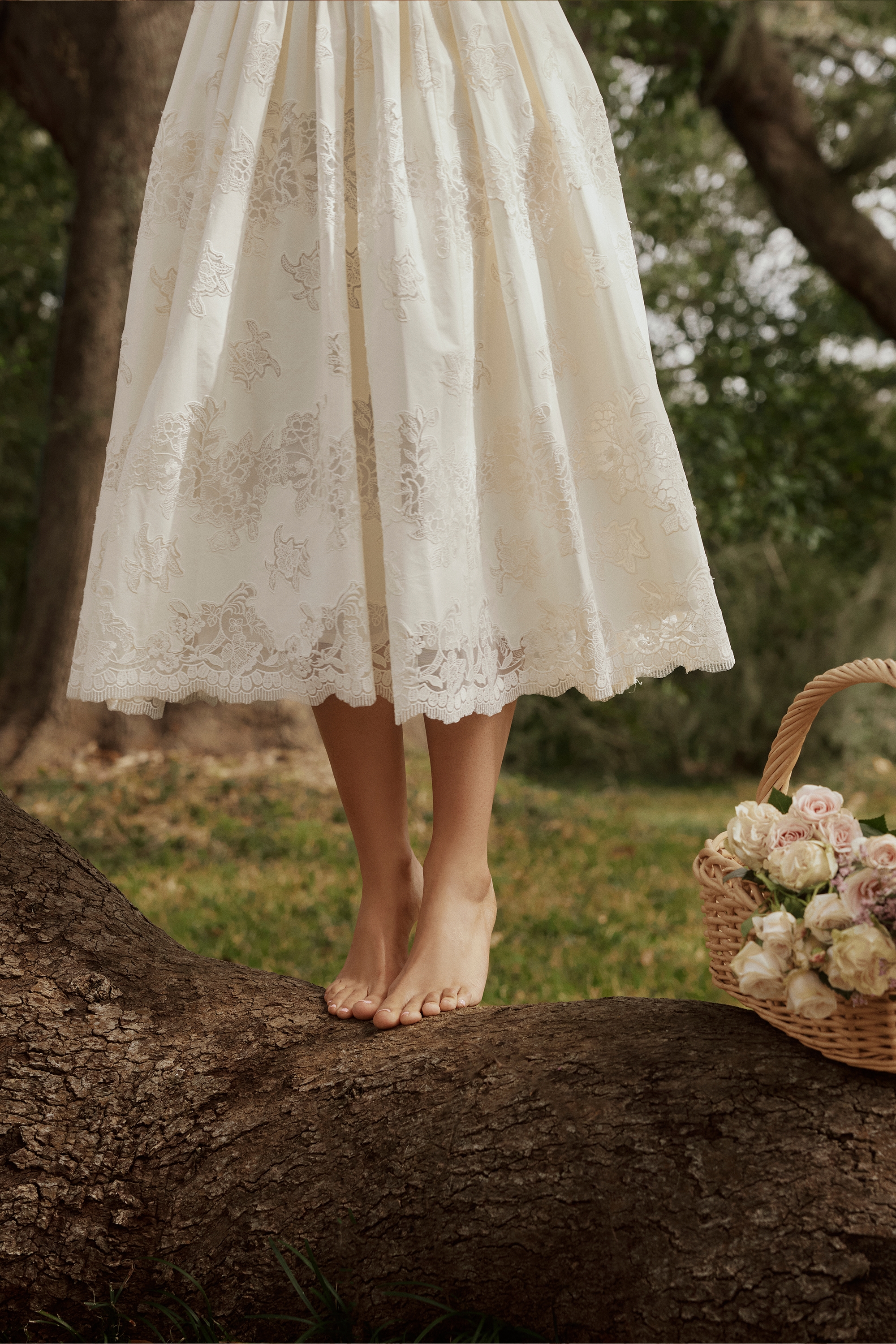 Chloe  White Custom Lace + Cotton Midi Sundress — image 13