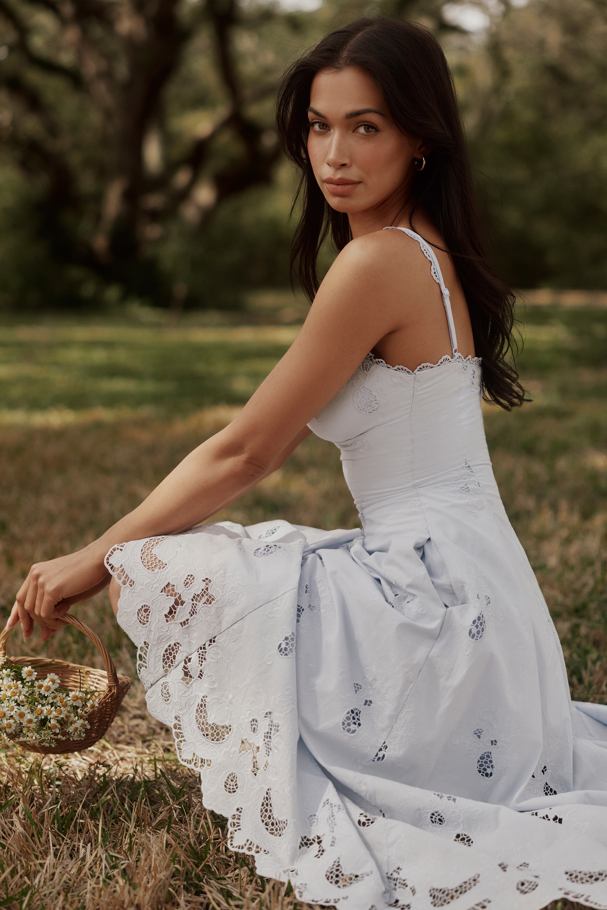 Tatiana  Bluebell Lace + Cotton Broderie Anglais Midi Sundress — image 3