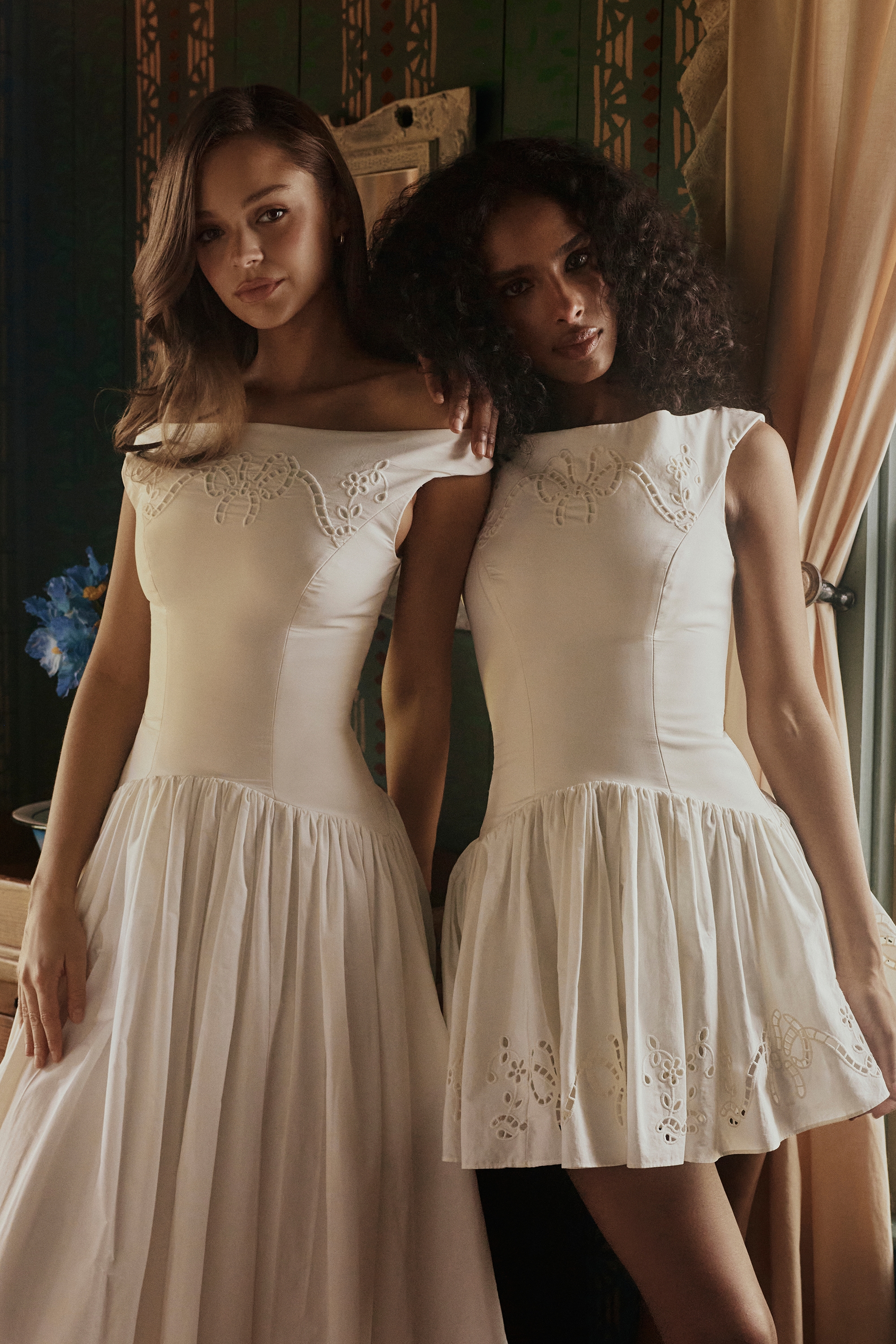 Lauren  White Cotton Broderie Anglaise Boat Neck Mini Dress — image 13