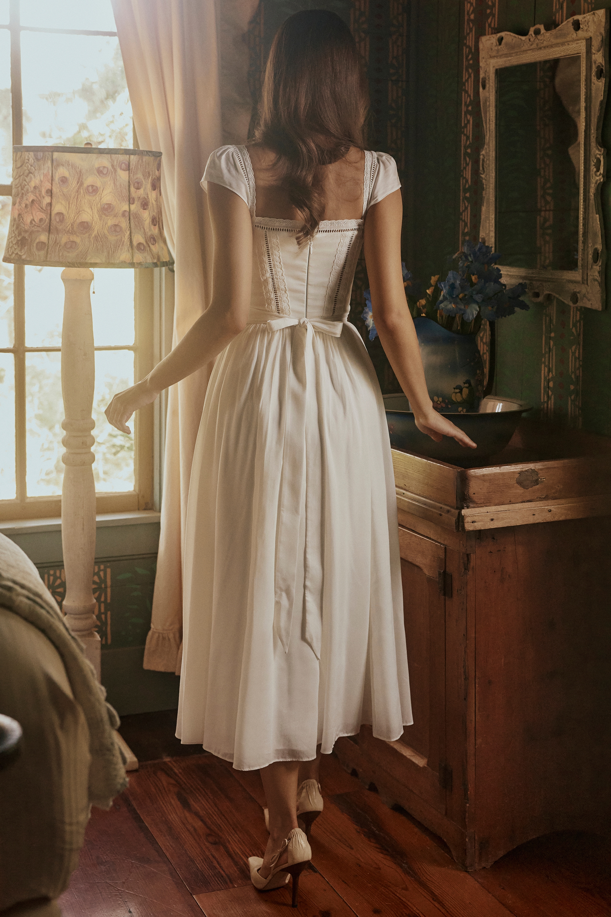 Thea  White Voile + Broderie Anglais Maxi Dress — image 13