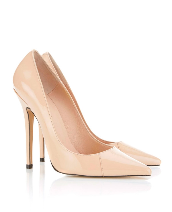 Paris  Patent Leather Beige Pointed Toe High Heel Pump — image 2