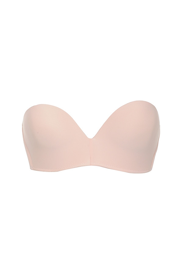 Smooth  Plain Molded Strapless Bra - Beige — image 10
