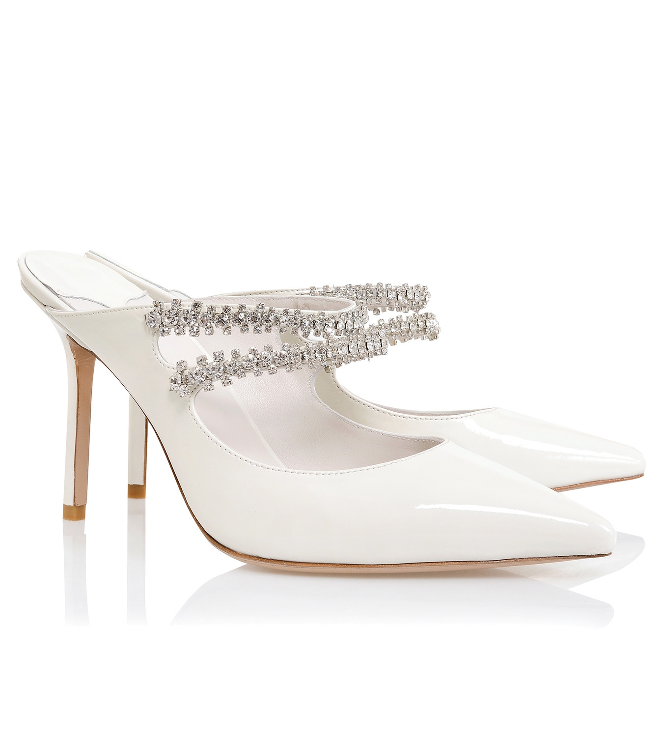 Glacier  Ivory Patent Crystal Embellished Mules — image 5