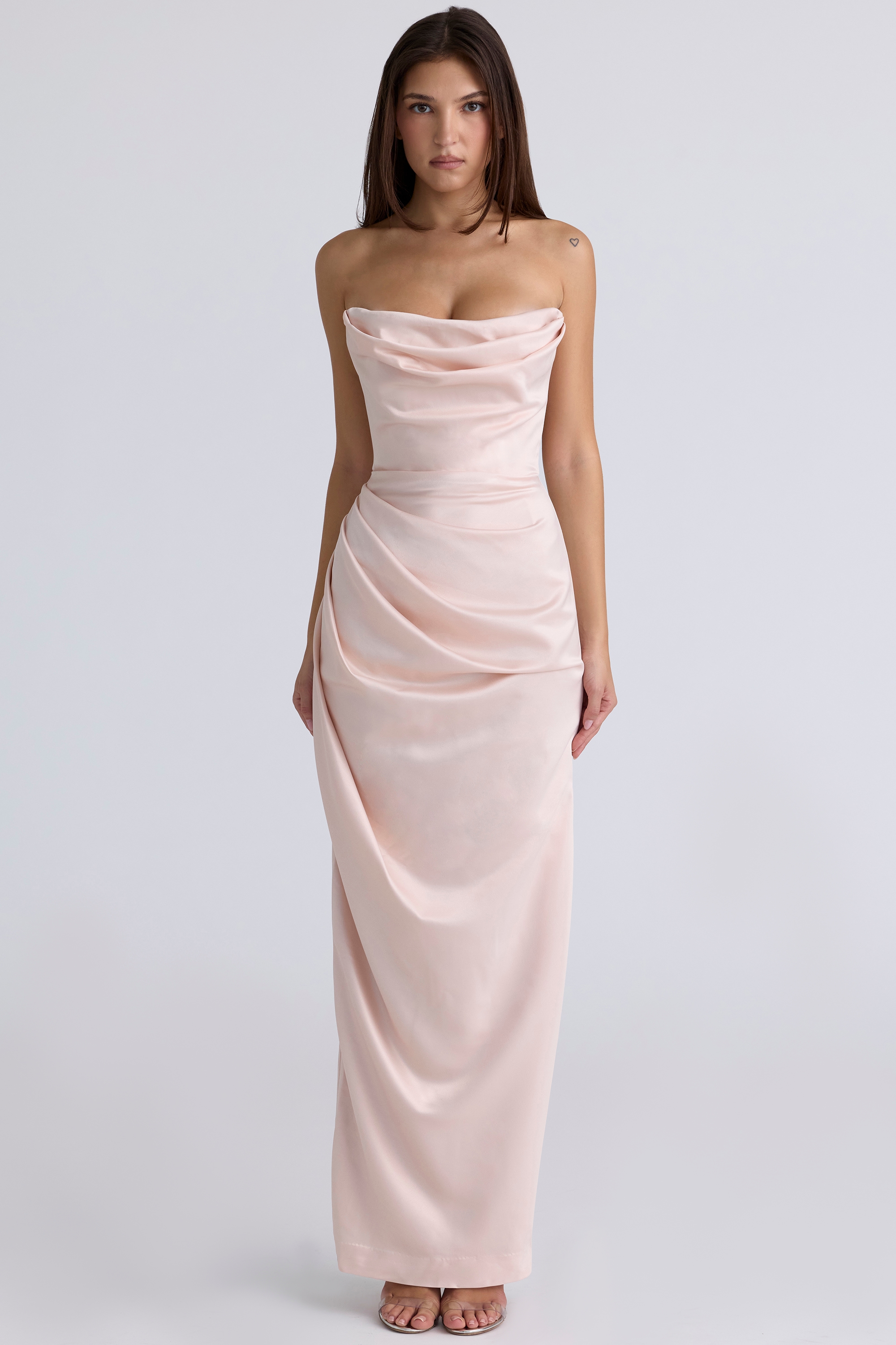 Adrienne  Champagne Satin Strapless Gown — image 1