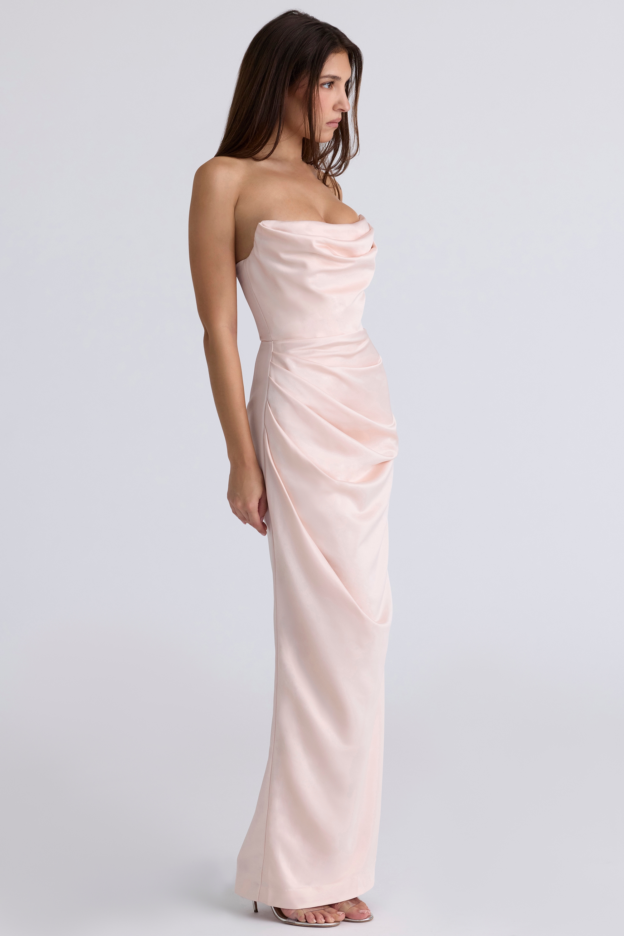 Adrienne  Champagne Satin Strapless Gown — image 5