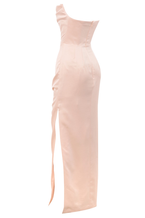 Adrienne  Champagne Satin Strapless Gown — image 8