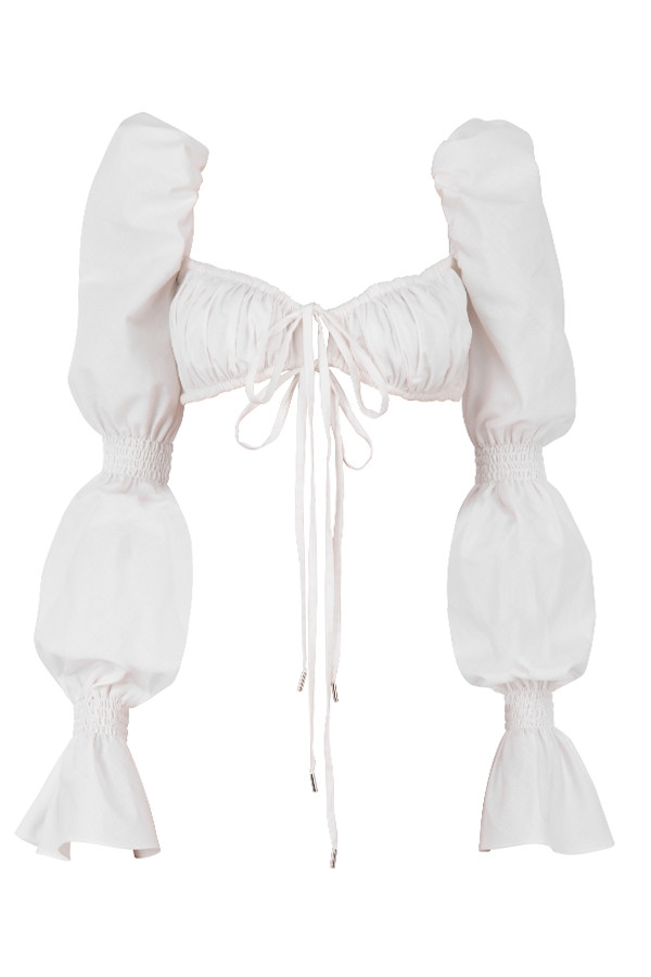 Molly  White Shirred Top — image 13