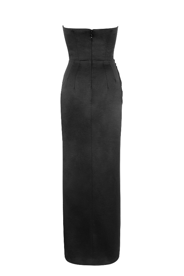 Adrienne  Black Satin Strapless Corset Maxi — image 10